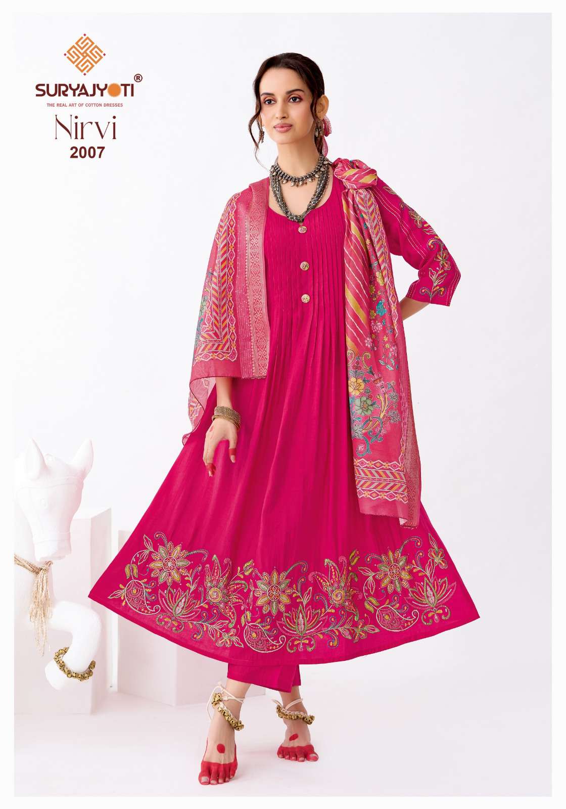 SURYAJYOTI  NIRVI STITCH VOL 2 MODAL SILK DESIGNER WORK ANARKALI STYLE LADIES 3PCS SET COLLECTION 