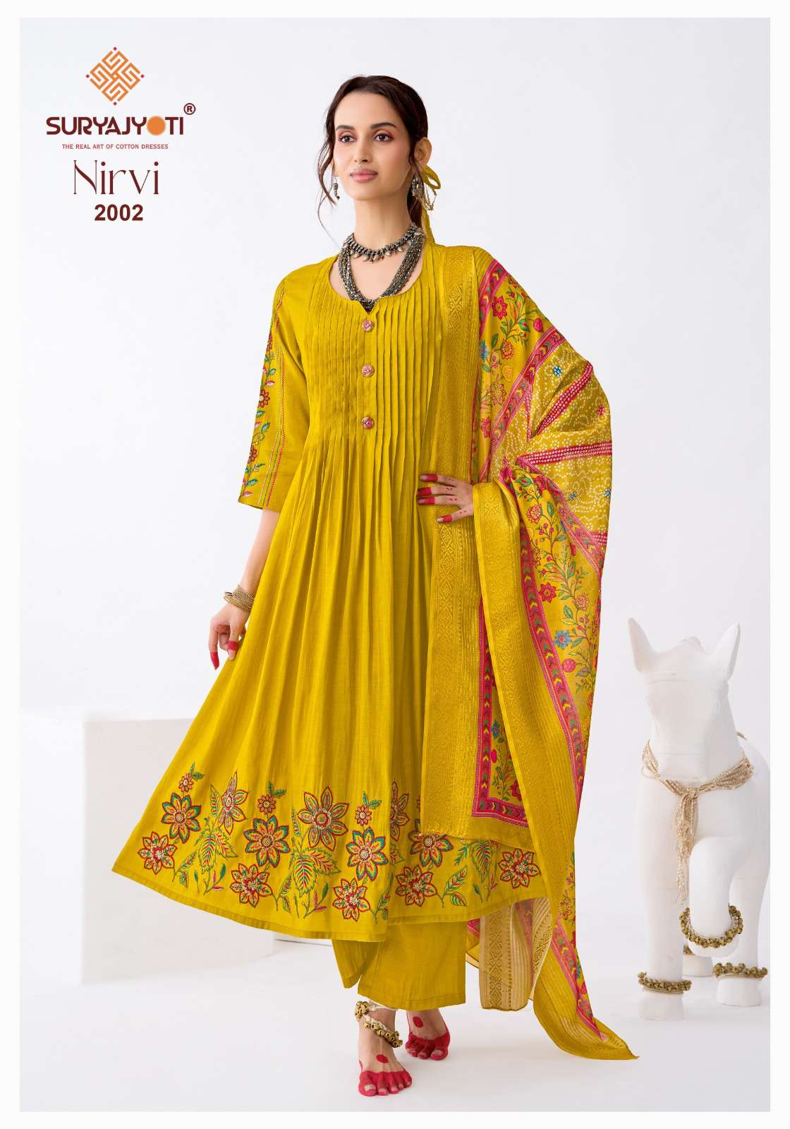 SURYAJYOTI  NIRVI STITCH VOL 2 MODAL SILK DESIGNER WORK ANARKALI STYLE LADIES 3PCS SET COLLECTION 