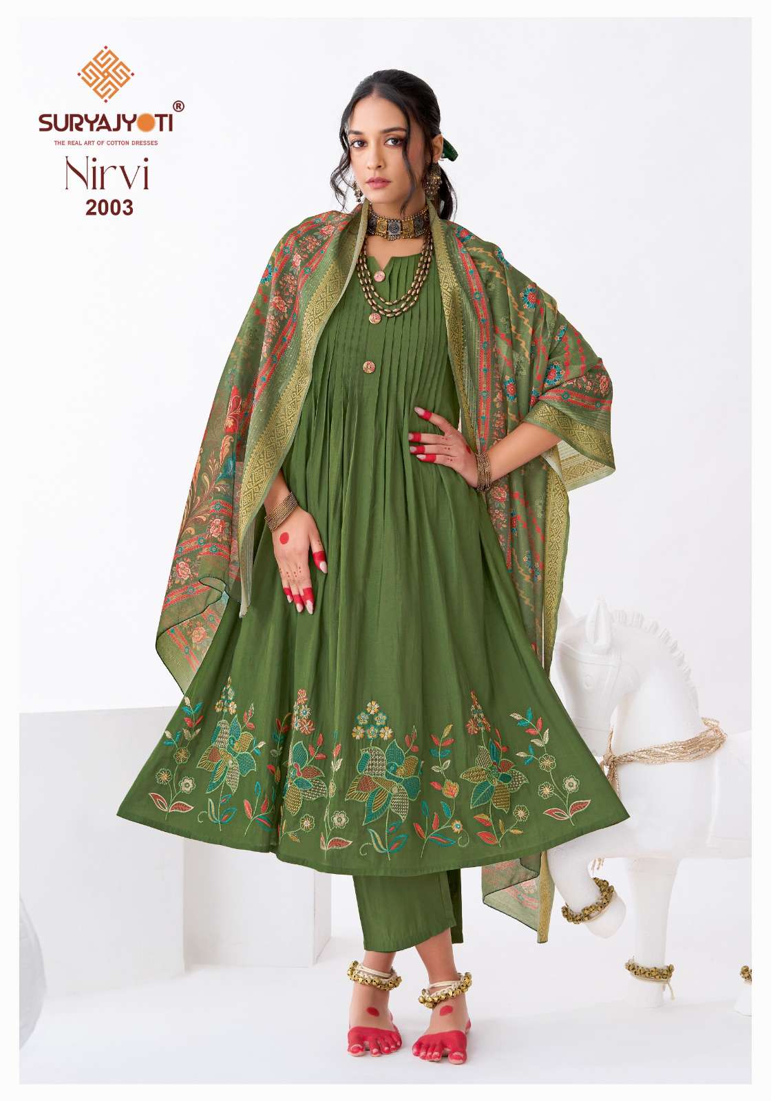 SURYAJYOTI  NIRVI STITCH VOL 2 MODAL SILK DESIGNER WORK ANARKALI STYLE LADIES 3PCS SET COLLECTION 