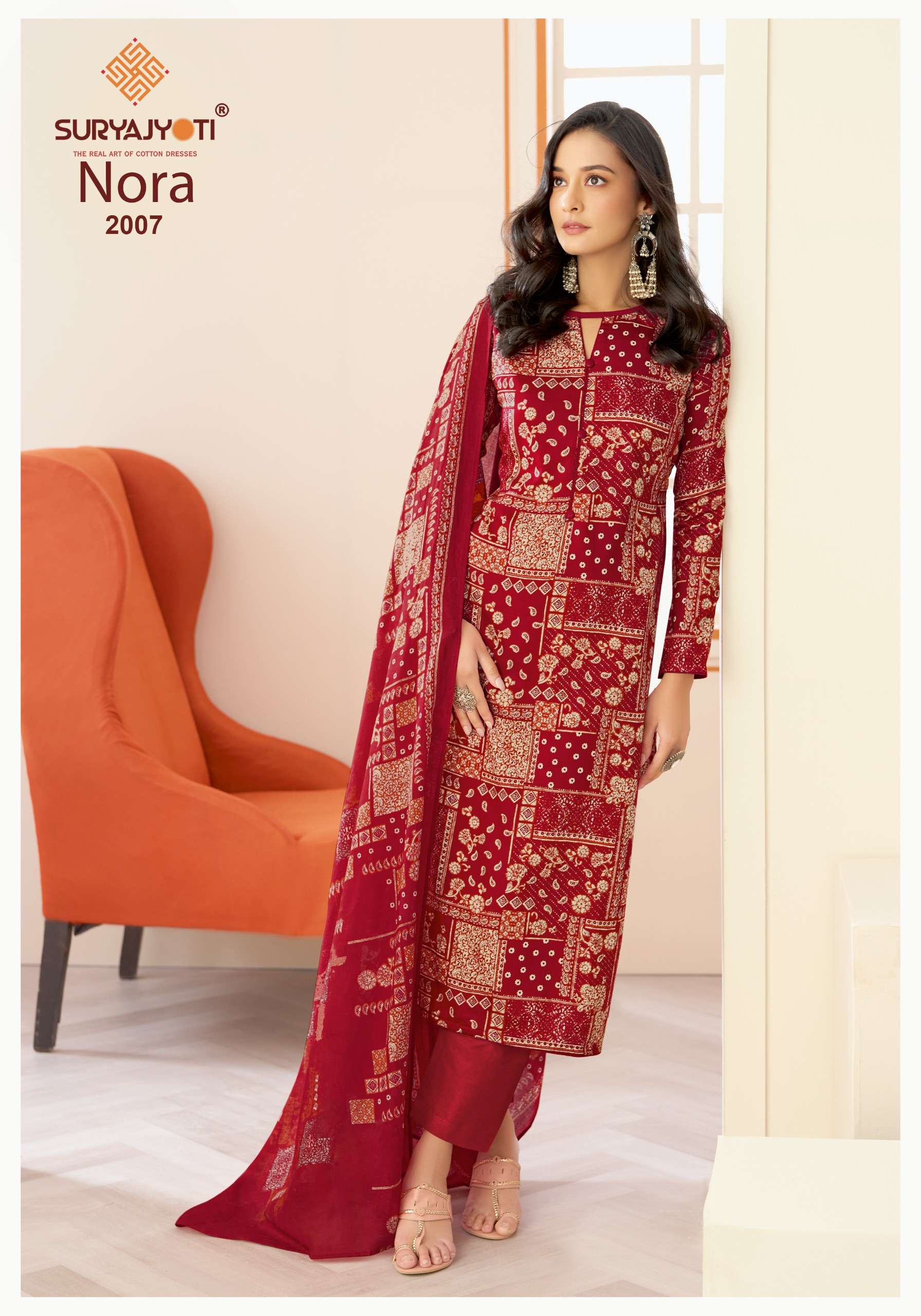 SURYAJYOTI NORA VOL 2 JAM SATIN PRINT WITH FANCY WORK SUIT