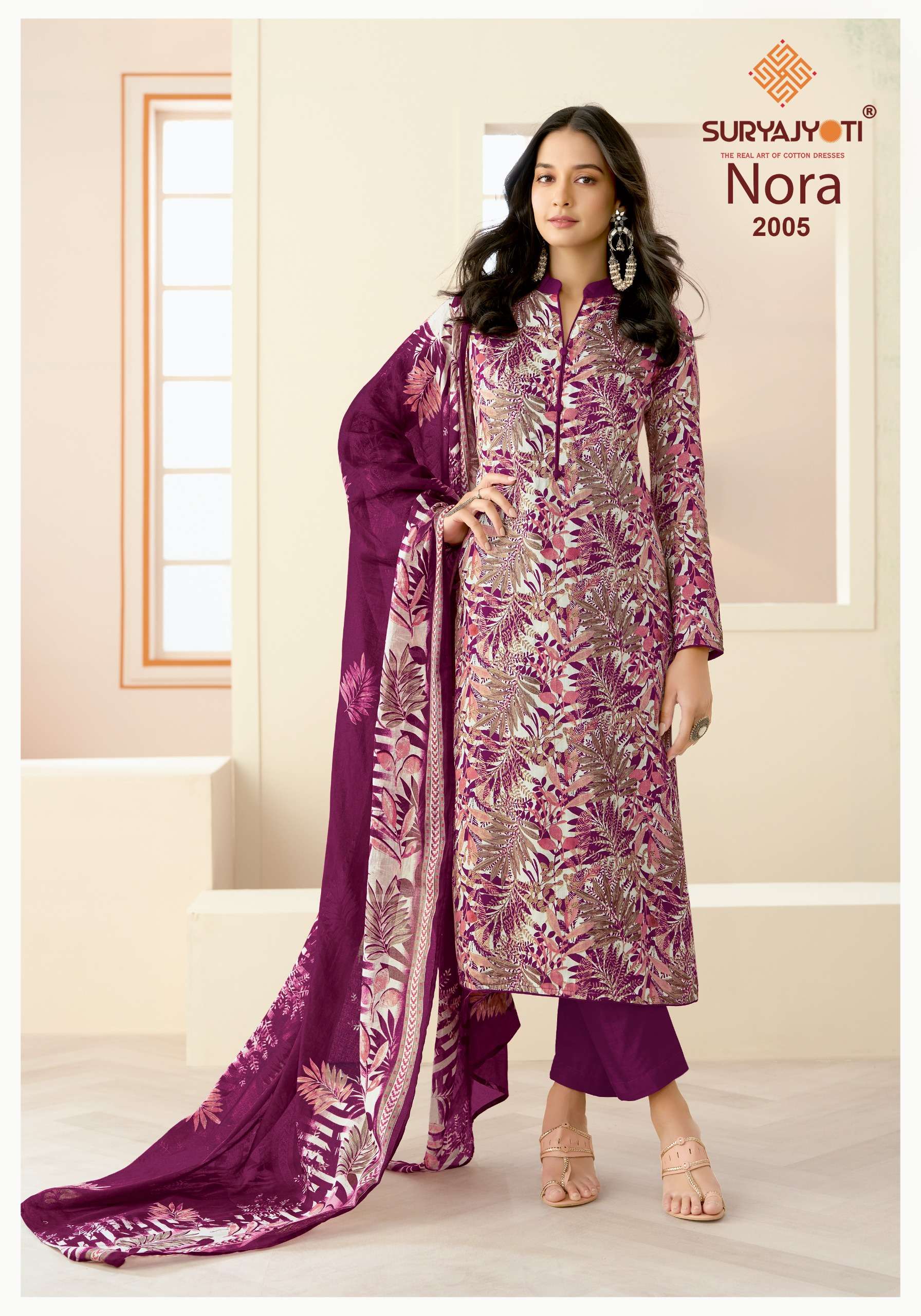 SURYAJYOTI NORA VOL 2 JAM SATIN PRINT WITH FANCY WORK SUIT