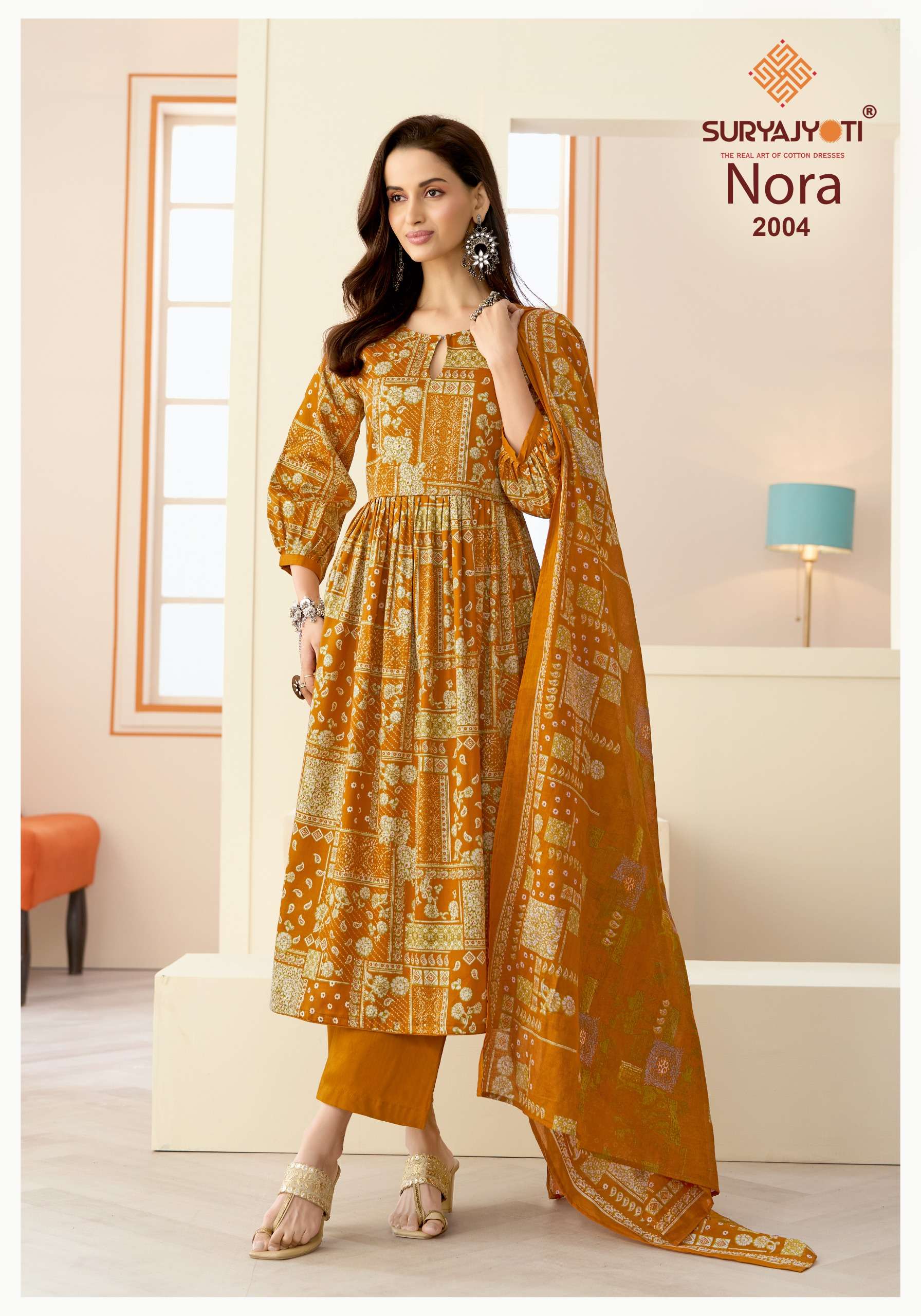 SURYAJYOTI NORA VOL 2 JAM SATIN PRINT WITH FANCY WORK SUIT