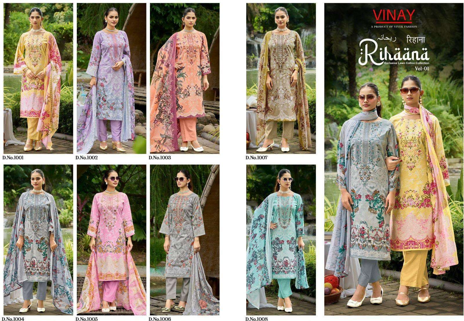 VINAY RIHAANA VOL 1 COTTON PRINT WITH FANCY WORK SUIT