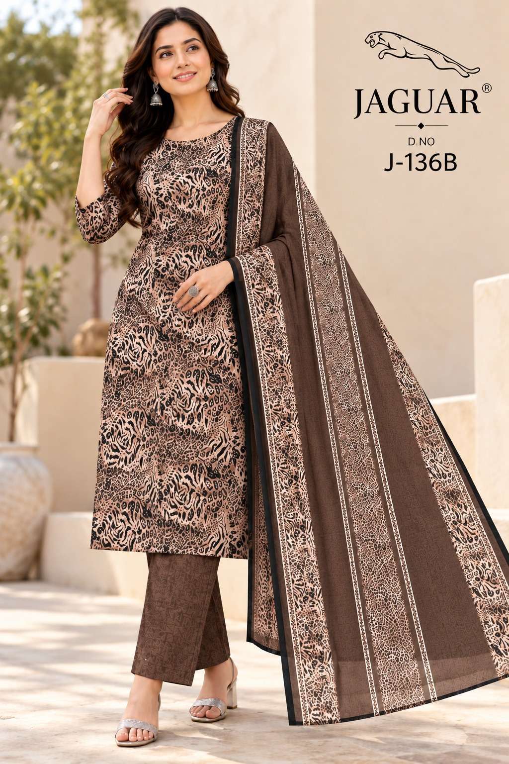 VISHWAM FABRICS JAGUAR D NO J 136 CREPE PRINTED DRESS MATERIAL 