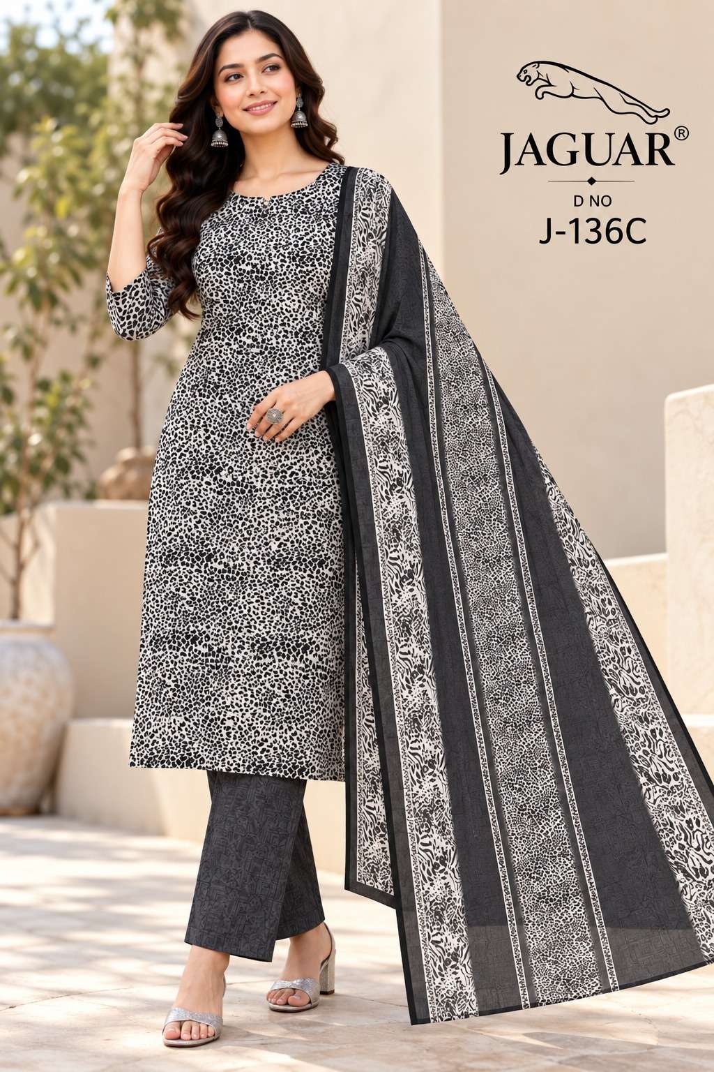 VISHWAM FABRICS JAGUAR D NO J 136 CREPE PRINTED DRESS MATERIAL 