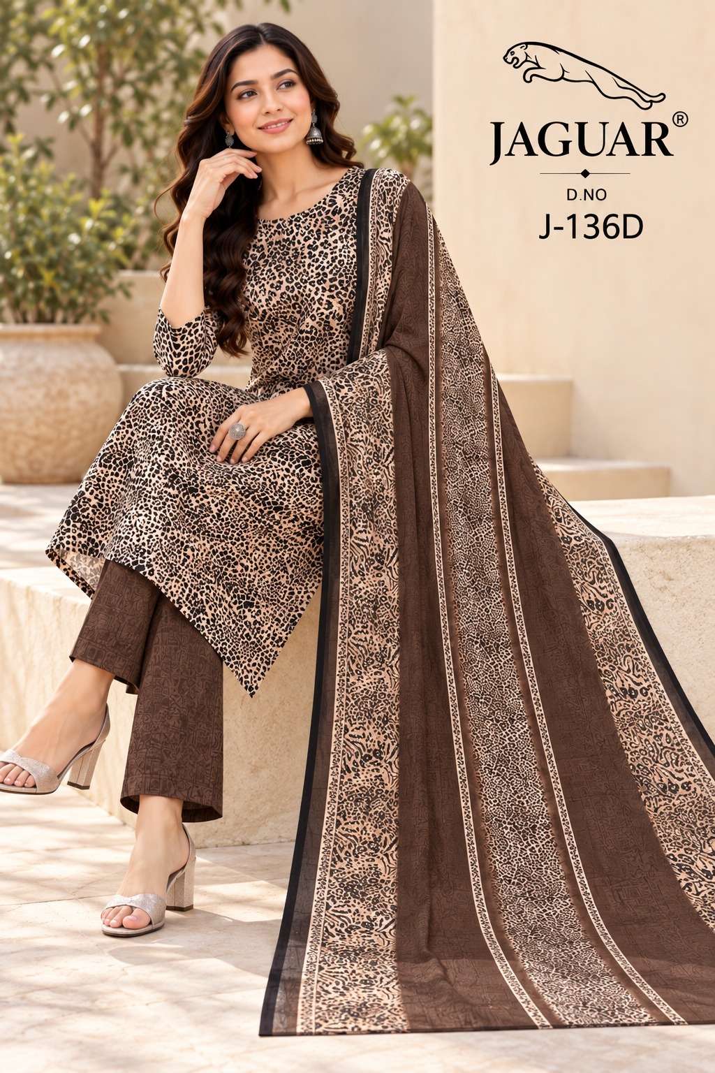 VISHWAM FABRICS JAGUAR D NO J 136 CREPE PRINTED DRESS MATERIAL 