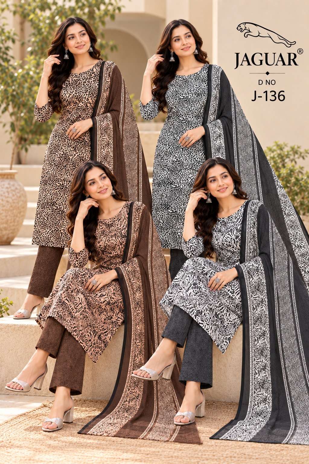 VISHWAM FABRICS JAGUAR D NO J 136 CREPE PRINTED DRESS MATERIAL 