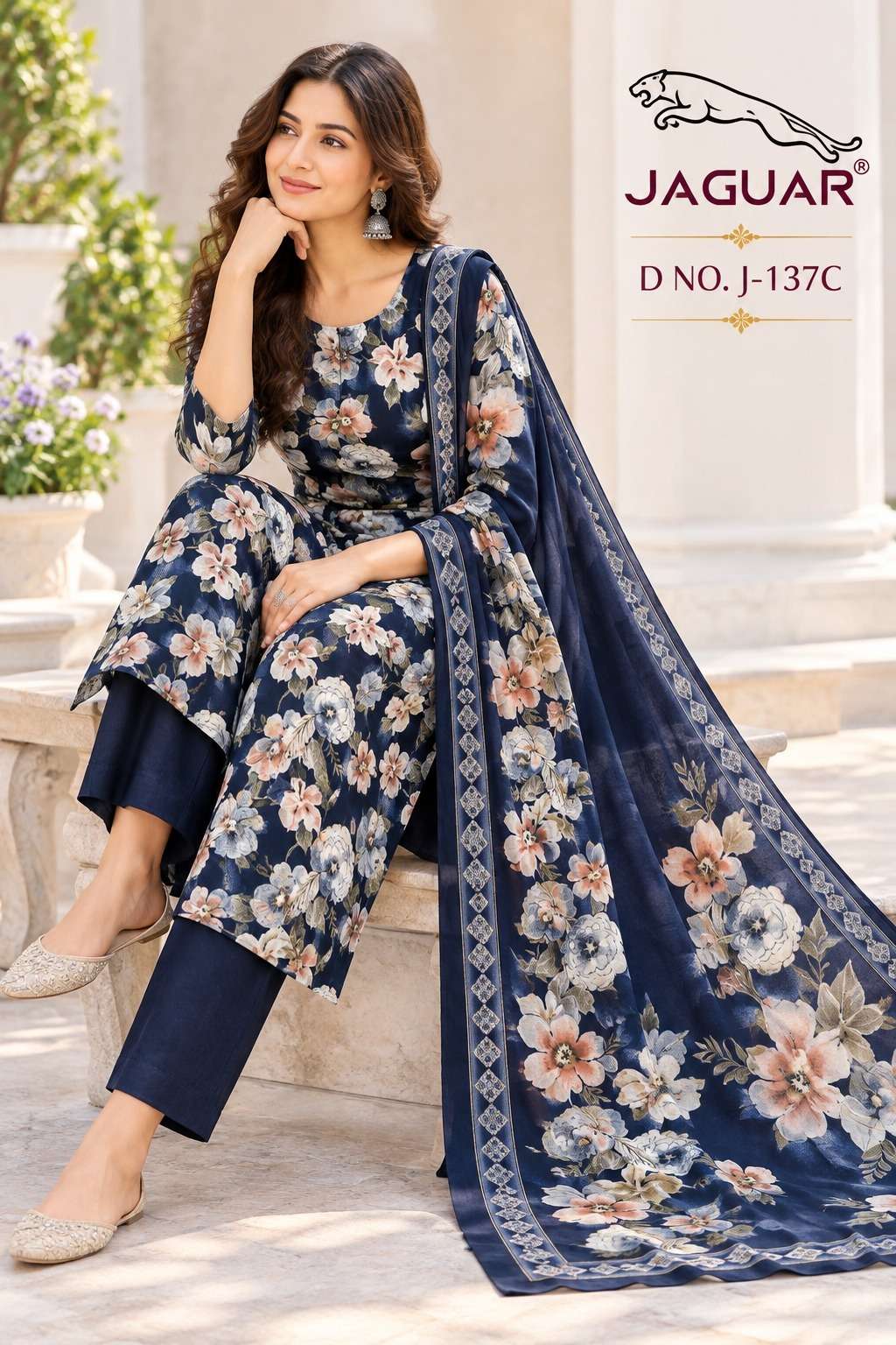 VISHWAM FABRICS JAGUAR D NO J 137 CREPE PRINTED LADIES DRESS 