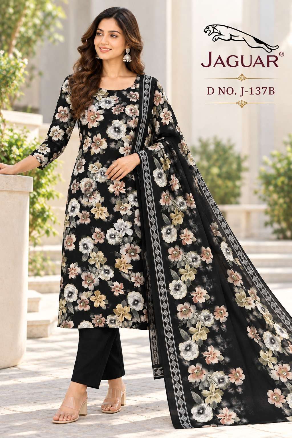 VISHWAM FABRICS JAGUAR D NO J 137 CREPE PRINTED LADIES DRESS 