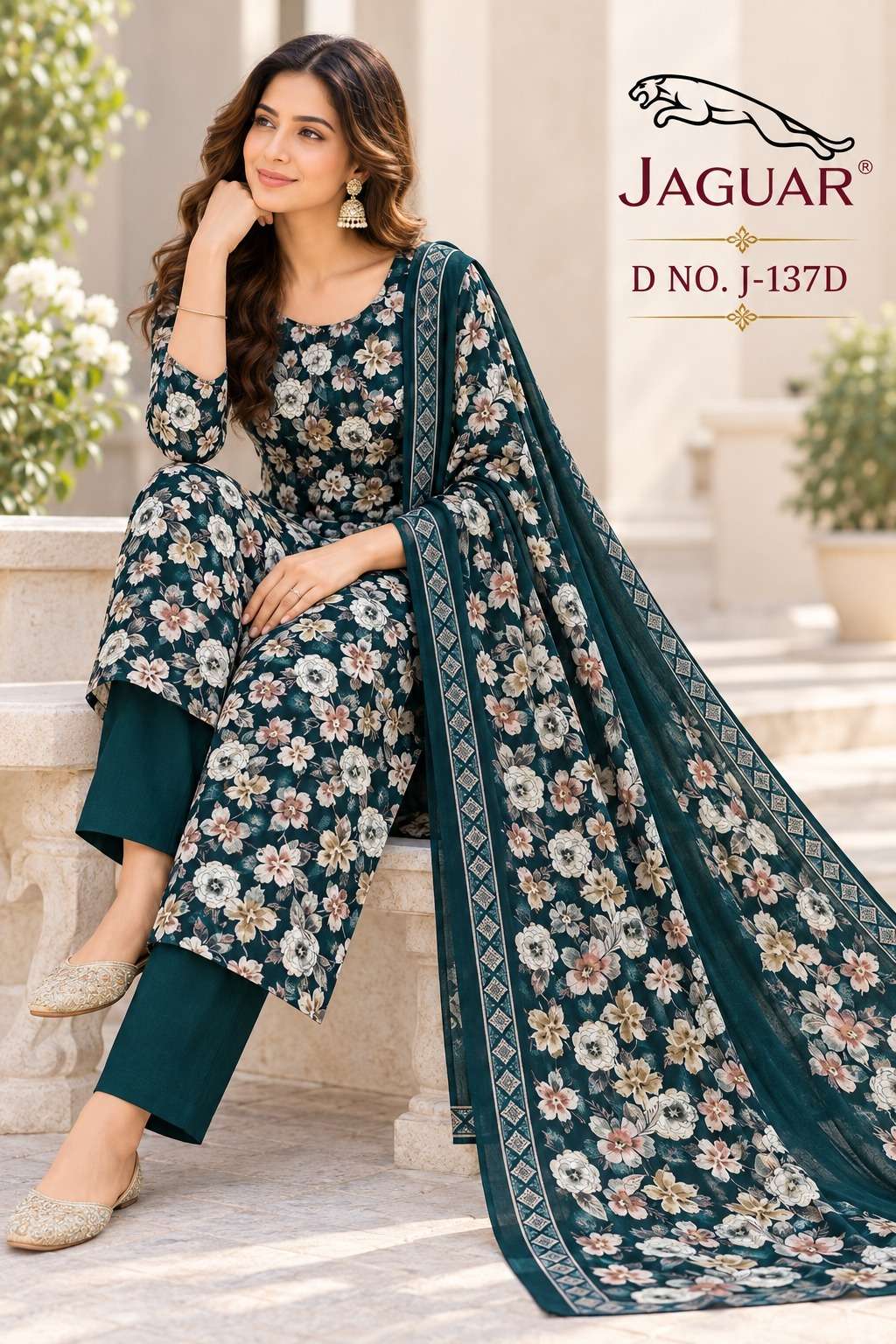 VISHWAM FABRICS JAGUAR D NO J 137 CREPE PRINTED LADIES DRESS 