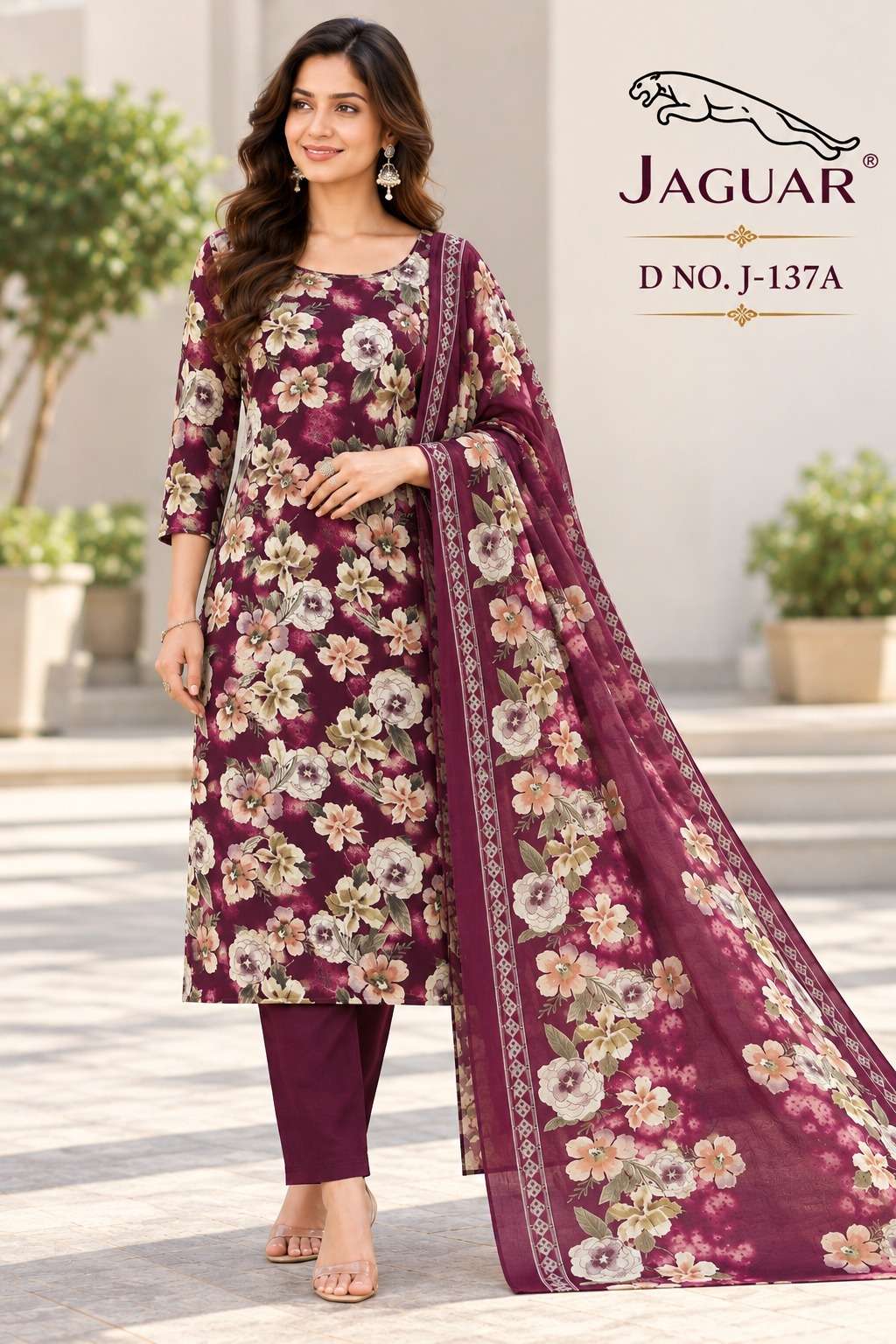 VISHWAM FABRICS JAGUAR D NO J 137 CREPE PRINTED LADIES DRESS 
