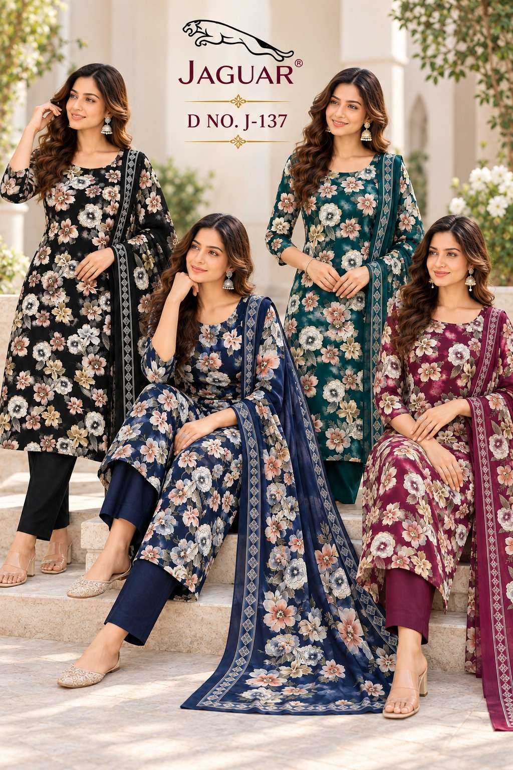 VISHWAM FABRICS JAGUAR D NO J 137 CREPE PRINTED LADIES DRESS 