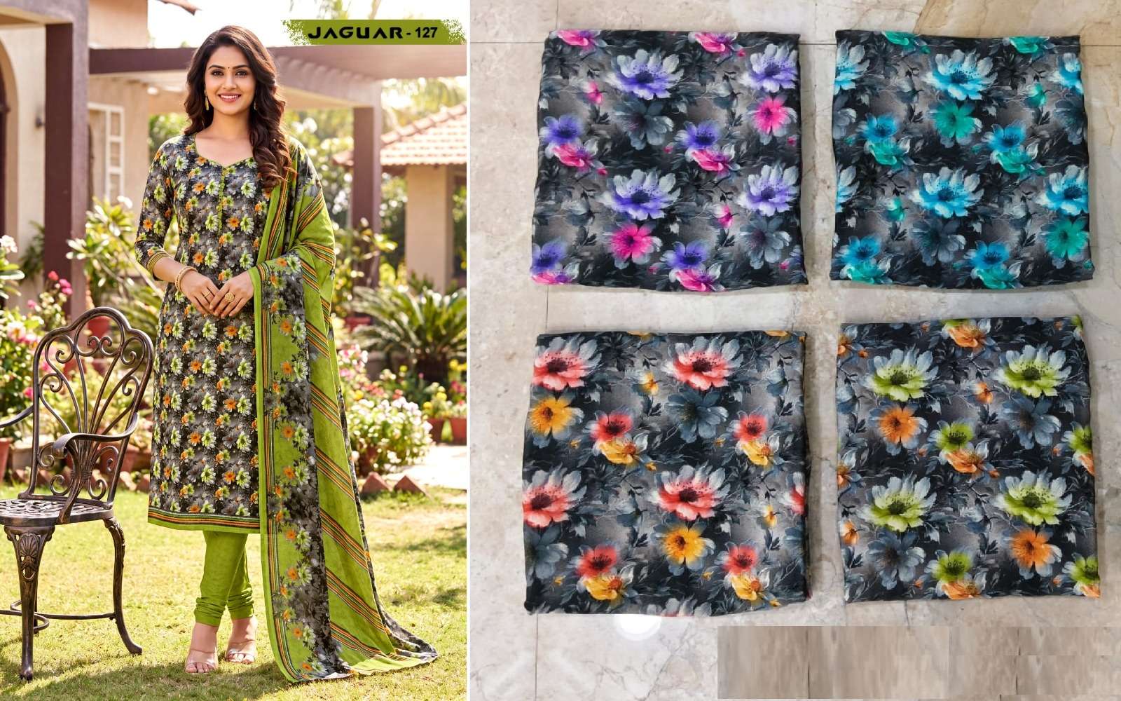 VISHWAM FABRICS JAGUAR VOL 3 CREPE DIGITAL PRINT UNSTITCH DRESS MATERIAL 