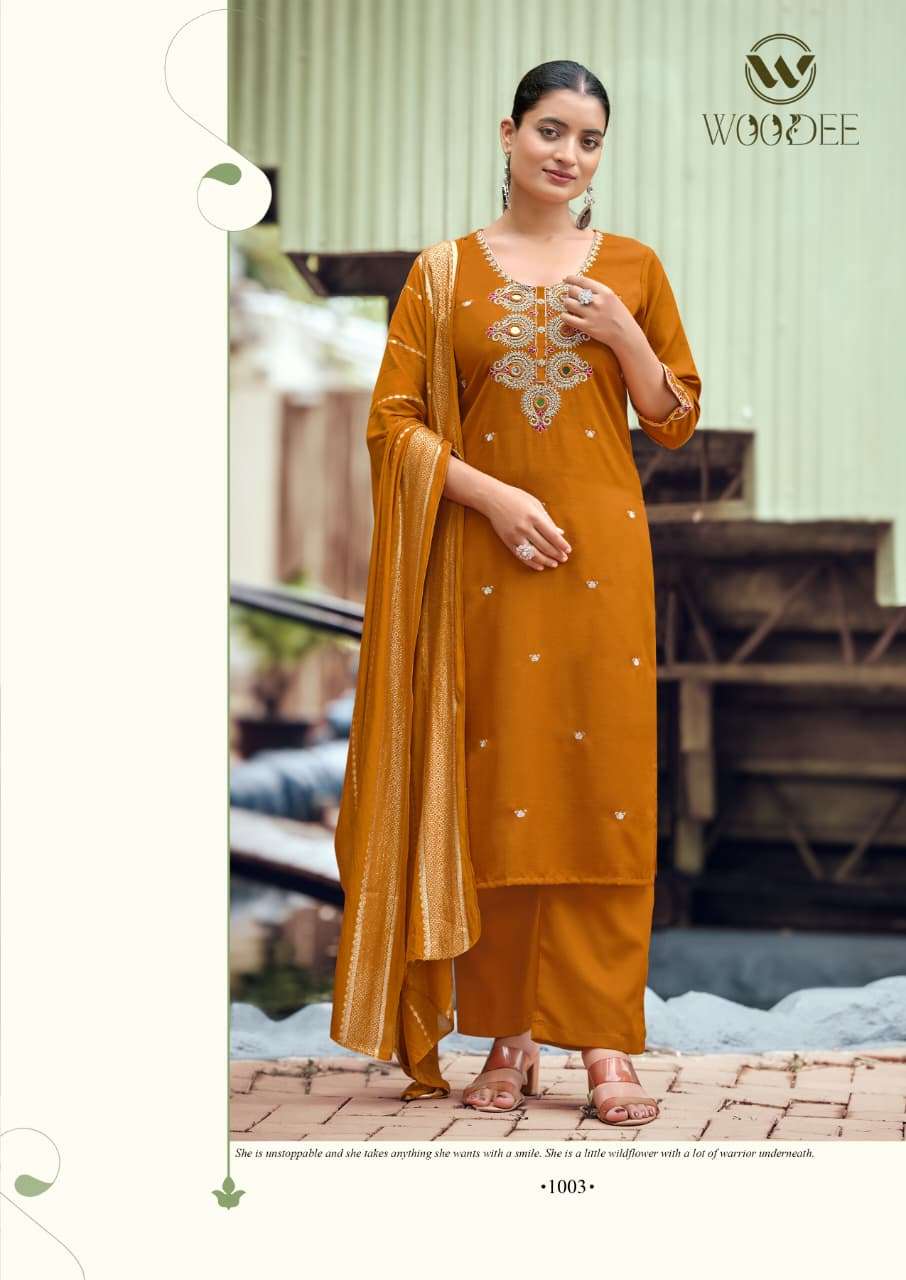 WOODEE RAAHI SILK FANCY EMBROIDERIES WORK LADIES 3PCS SET COLLECTION 