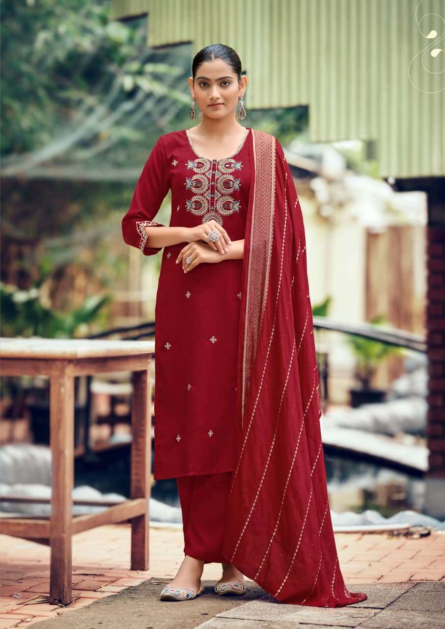 WOODEE RAAHI SILK FANCY EMBROIDERIES WORK LADIES 3PCS SET COLLECTION 