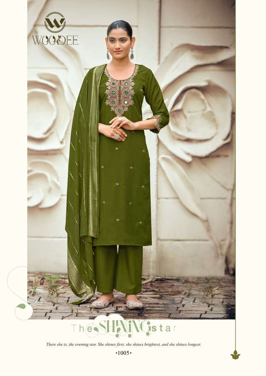 WOODEE RAAHI SILK FANCY EMBROIDERIES WORK LADIES 3PCS SET COLLECTION 