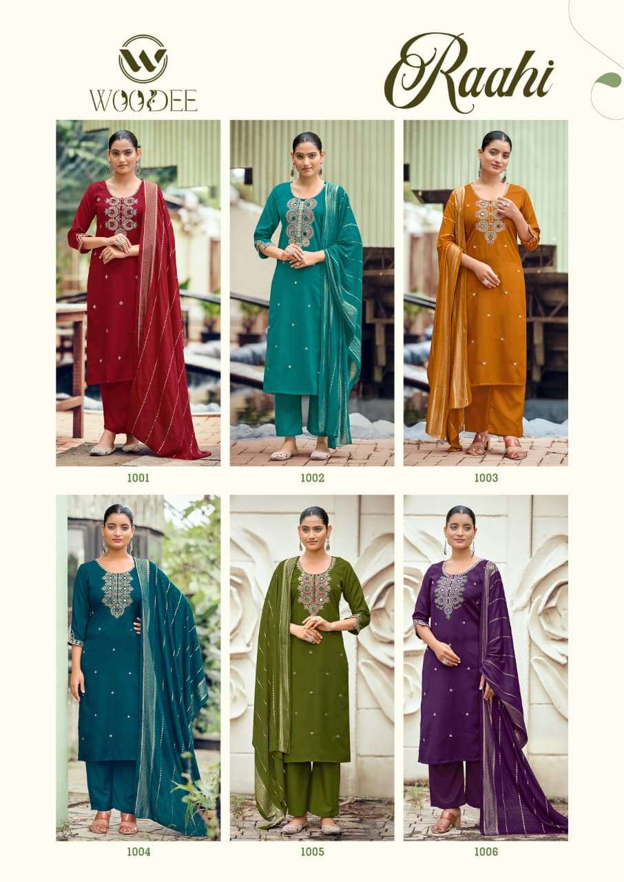 WOODEE RAAHI SILK FANCY EMBROIDERIES WORK LADIES 3PCS SET COLLECTION 