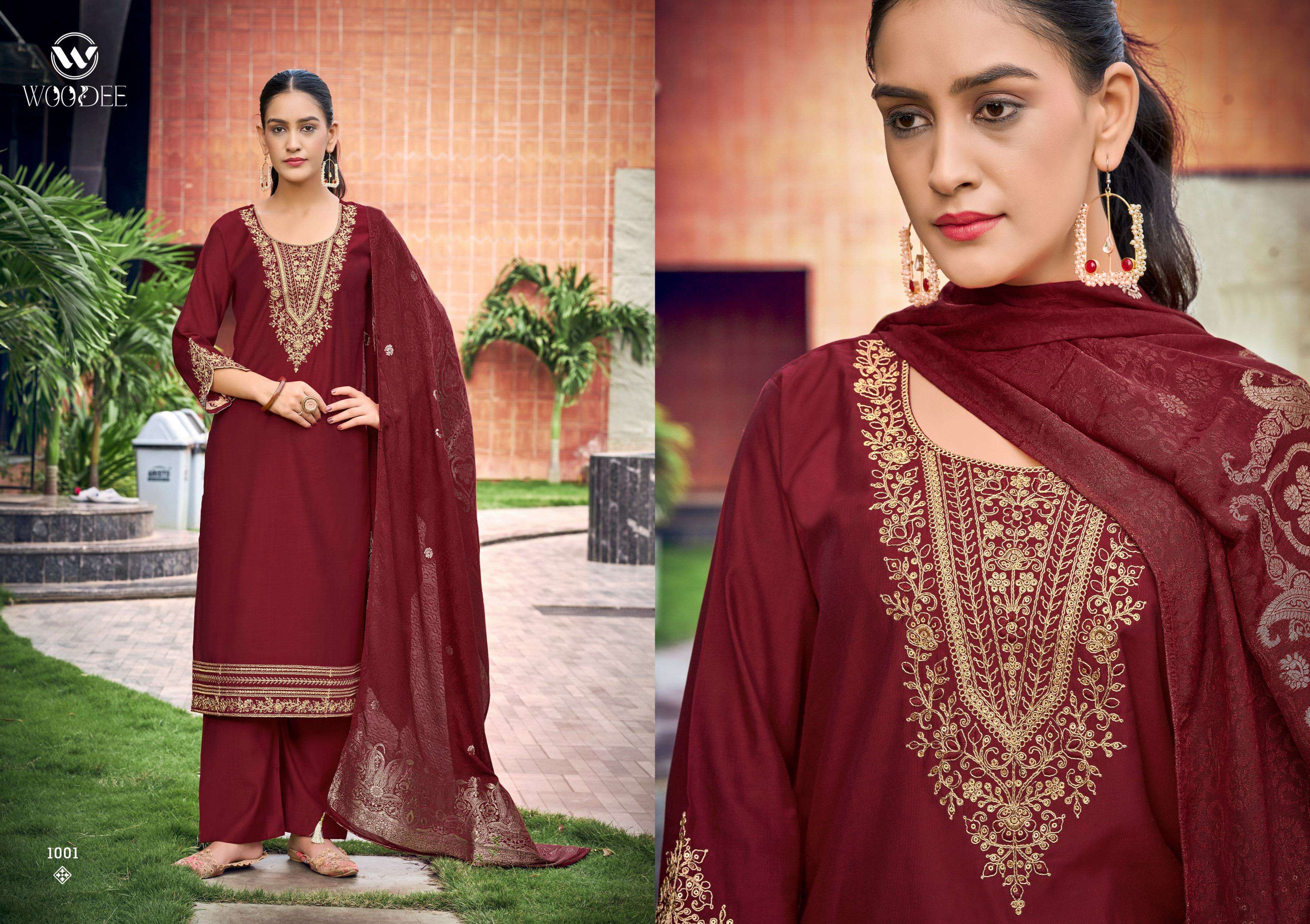 WOODEE VEDA VOL 2 VISCOSE FANCY EMBROIDERIES WORK LADIES 3PCS SET COLLECTION 
