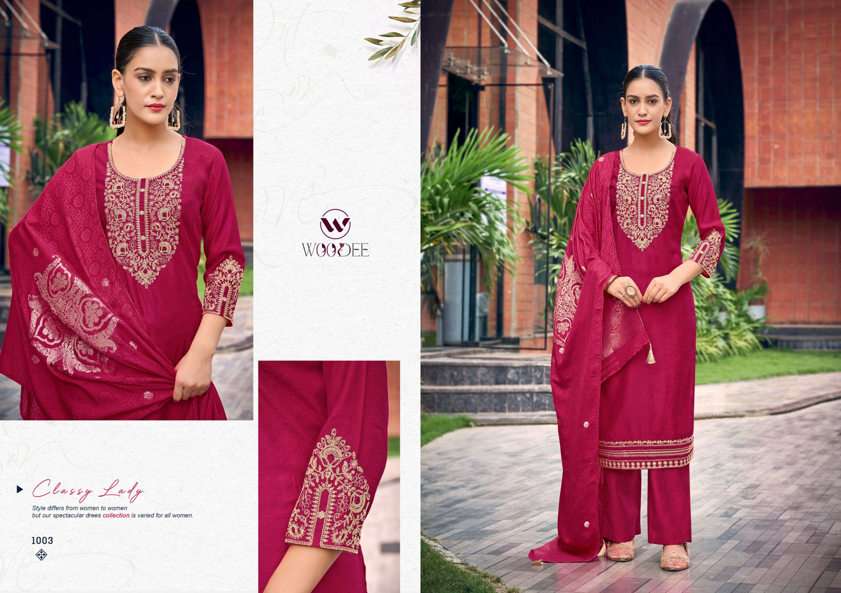 WOODEE VEDA VOL 2 VISCOSE FANCY EMBROIDERIES WORK LADIES 3PCS SET COLLECTION 