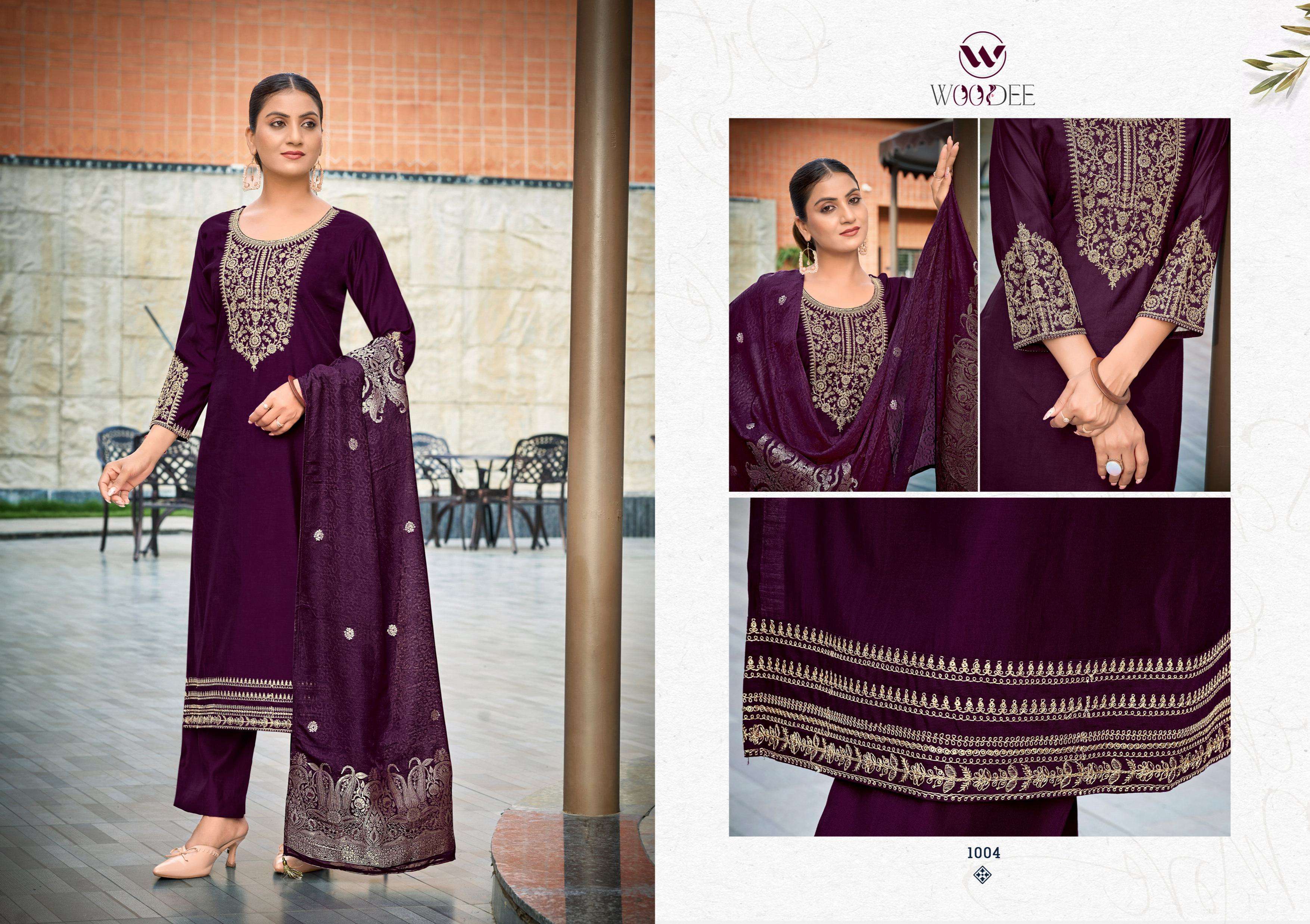 WOODEE VEDA VOL 2 VISCOSE FANCY EMBROIDERIES WORK LADIES 3PCS SET COLLECTION 