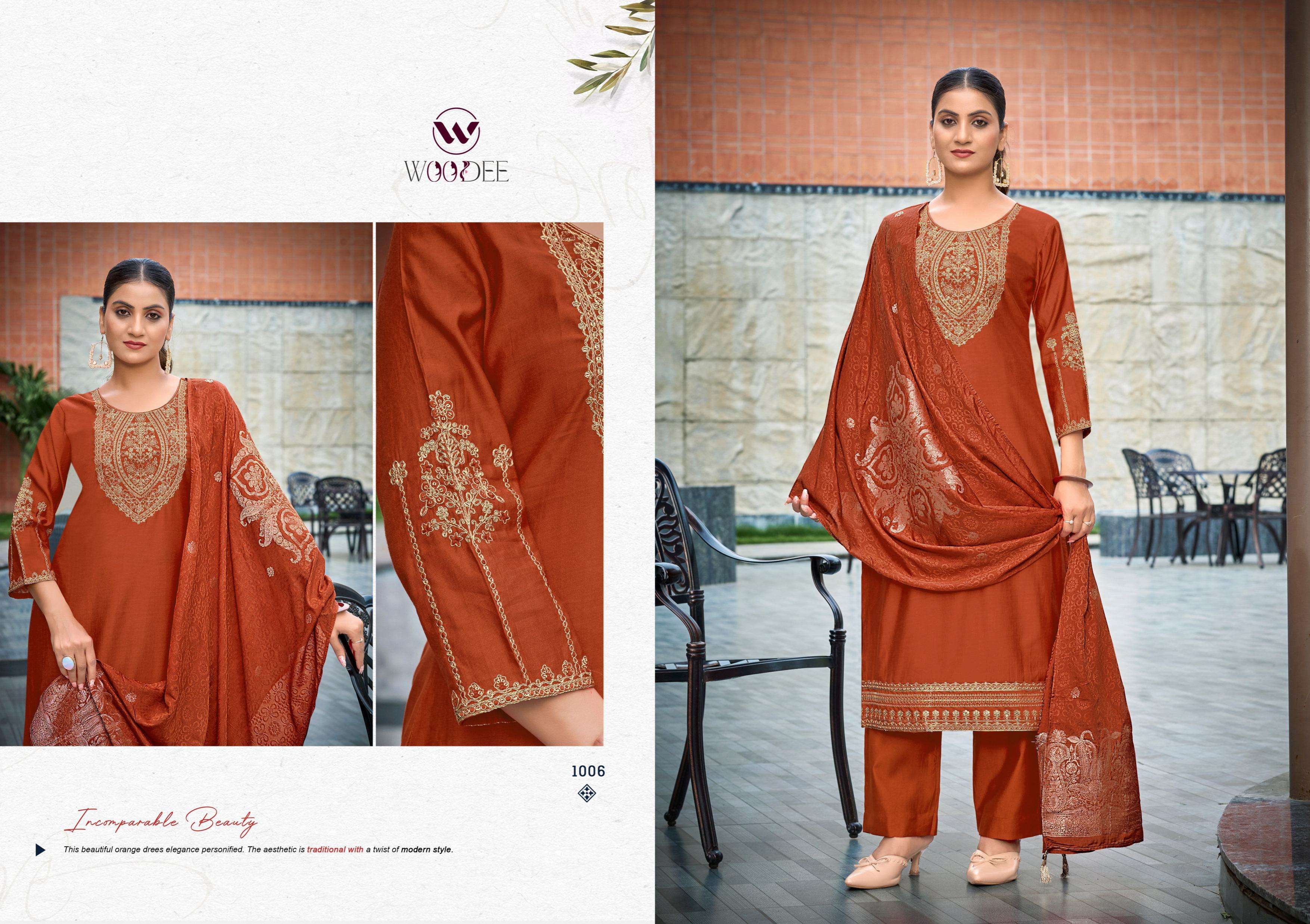 WOODEE VEDA VOL 2 VISCOSE FANCY EMBROIDERIES WORK LADIES 3PCS SET COLLECTION 
