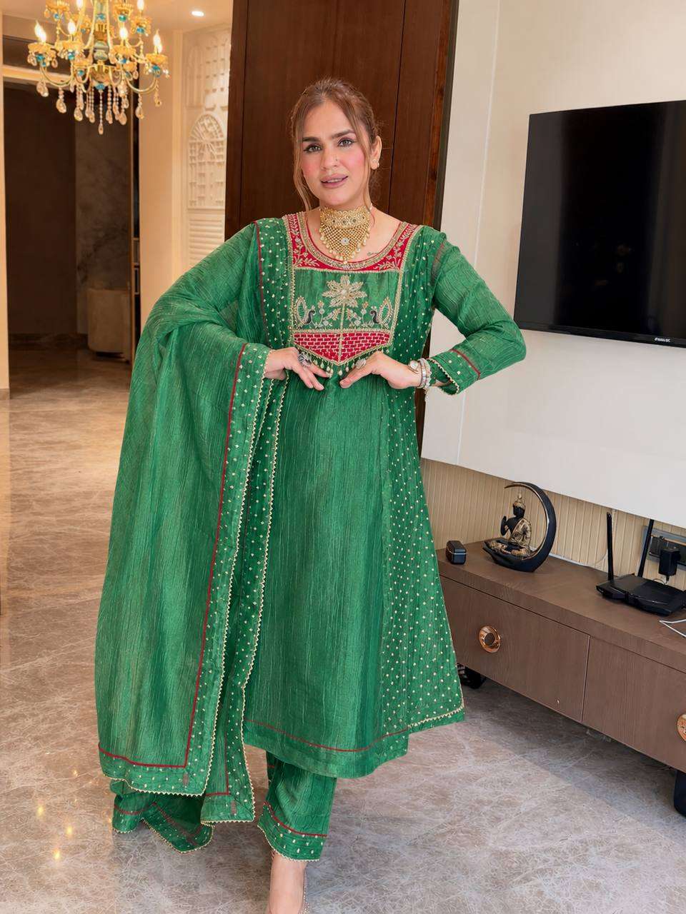 WW 1281 SILK SEQUENCE EMBROIDERY DESIGNER FESTIVE WEAR LADIES SUIT