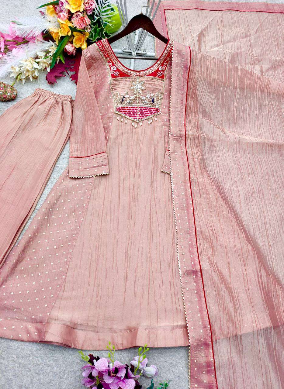 WW 1281 SILK SEQUENCE EMBROIDERY DESIGNER FESTIVE WEAR LADIES SUIT