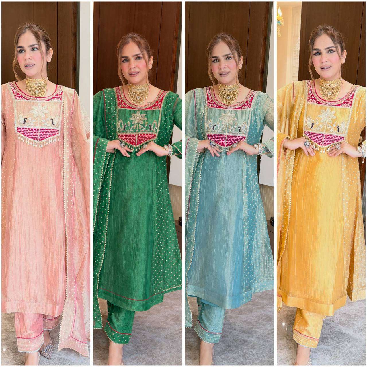 WW 1281 SILK SEQUENCE EMBROIDERY DESIGNER FESTIVE WEAR LADIES SUIT