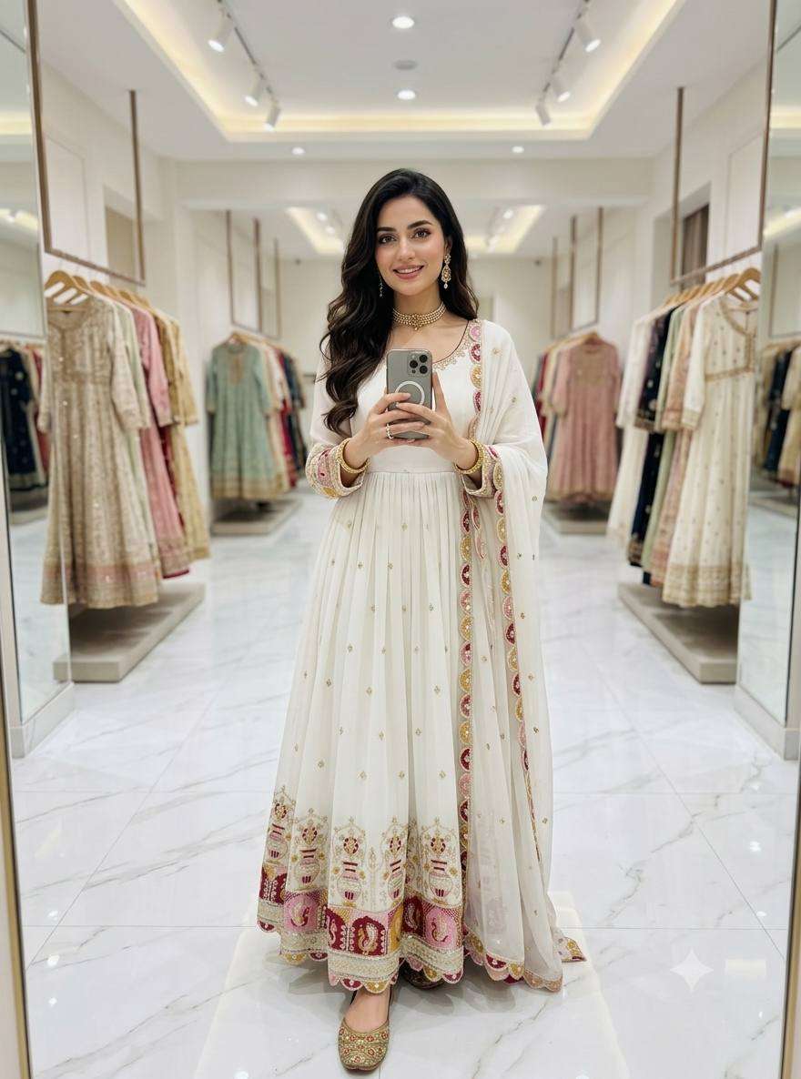 WW 815 GEORGETTE SEQUENCE EMBROIDERY DESIGNER GOWN PENT AND DUPATTA 