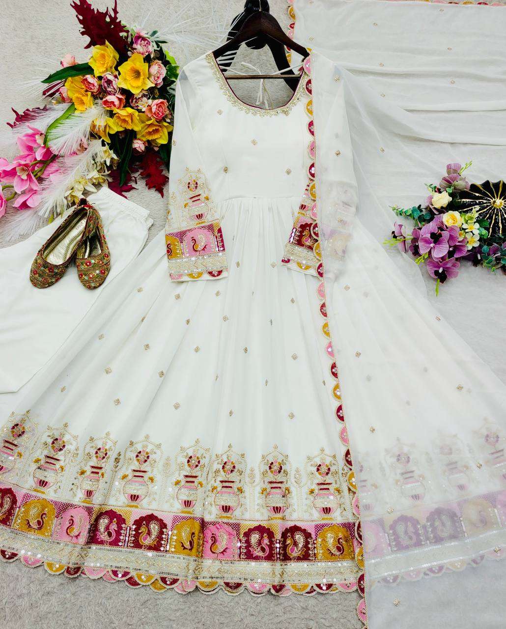 WW 815 GEORGETTE SEQUENCE EMBROIDERY DESIGNER GOWN PENT AND DUPATTA 