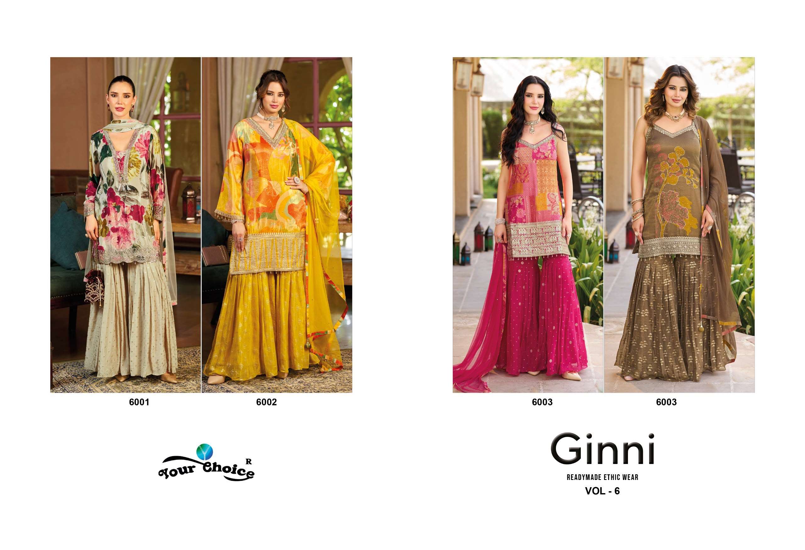 YOUR CHOICE GINNI VOL 6 HEAVY BEAUTIFUL DESIGNER WEDDING FUNCTION WEAR SHARARA SUIT