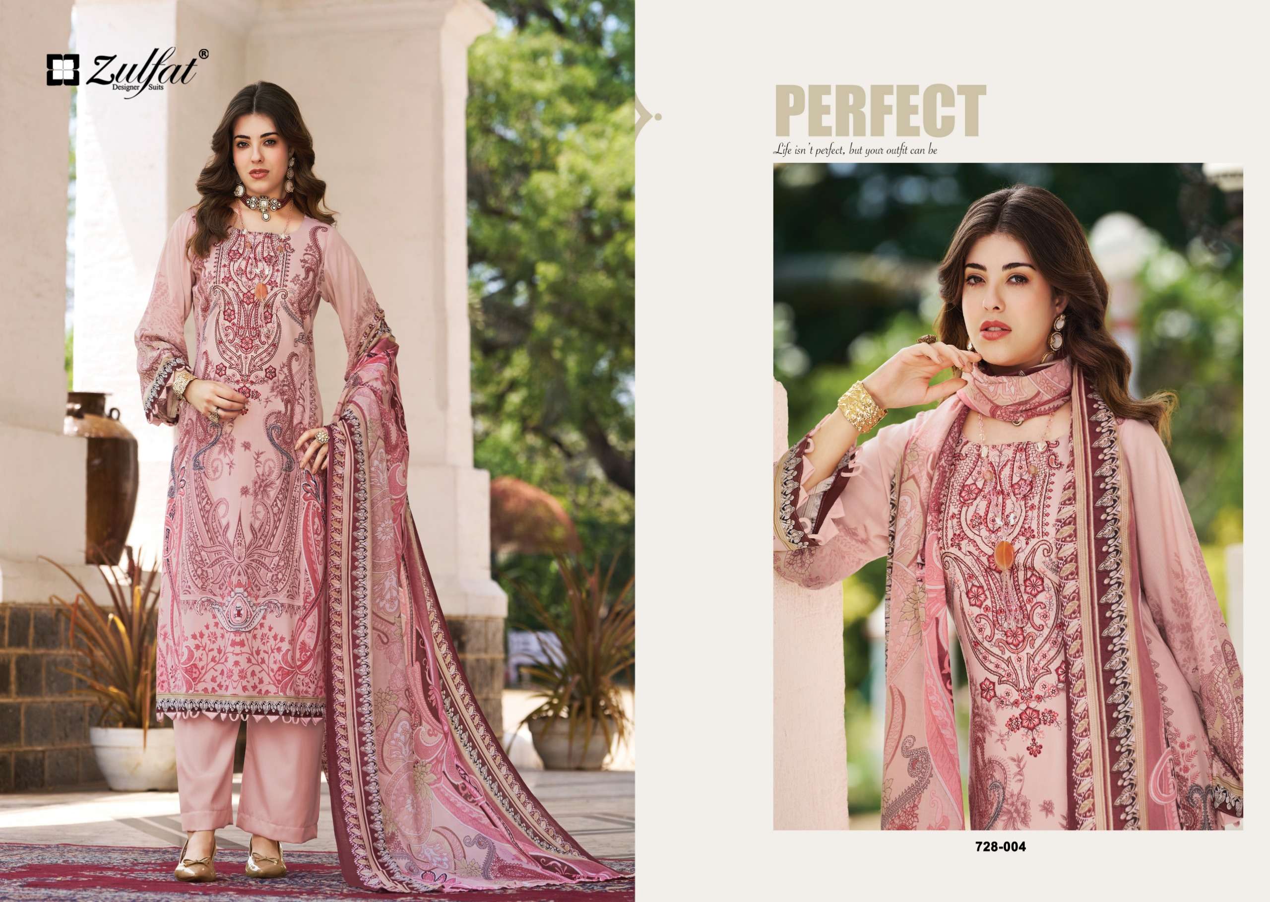 ZULFAT DESIGNER SUITS AFREEN JAM COTTON DIGITAL PRINT WITH FANCY WORK SUIT