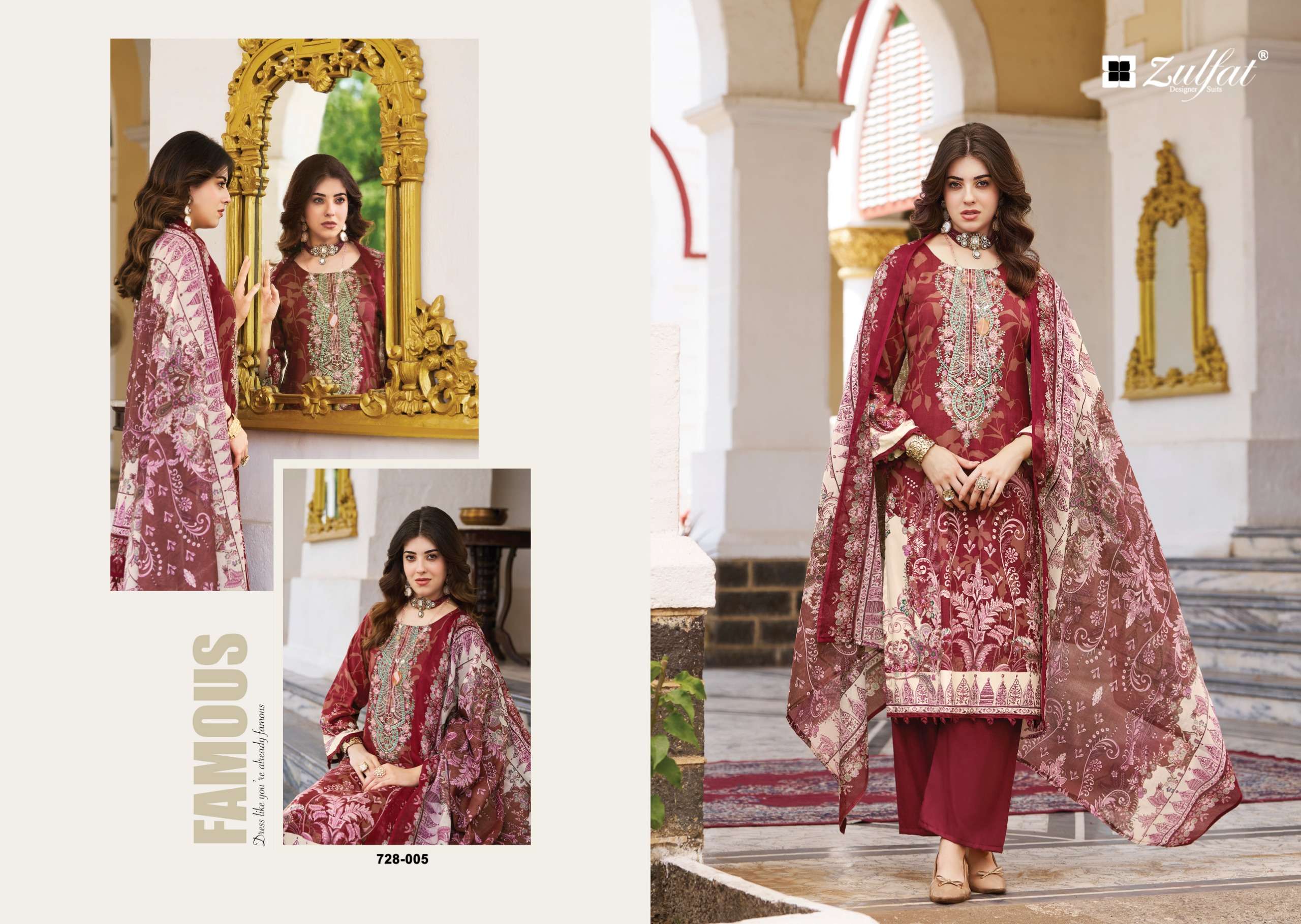 ZULFAT DESIGNER SUITS AFREEN JAM COTTON DIGITAL PRINT WITH FANCY WORK SUIT
