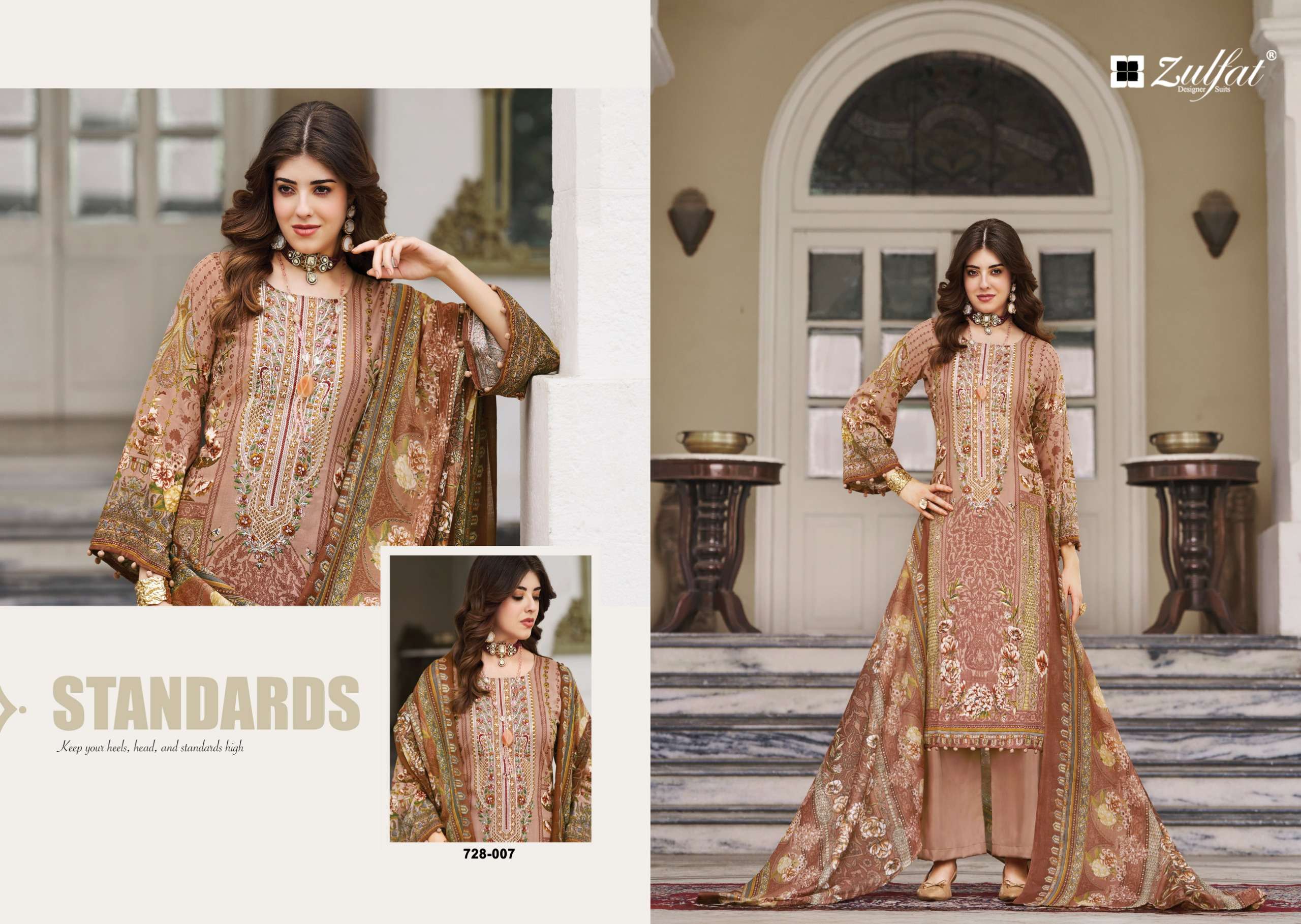 ZULFAT DESIGNER SUITS AFREEN JAM COTTON DIGITAL PRINT WITH FANCY WORK SUIT