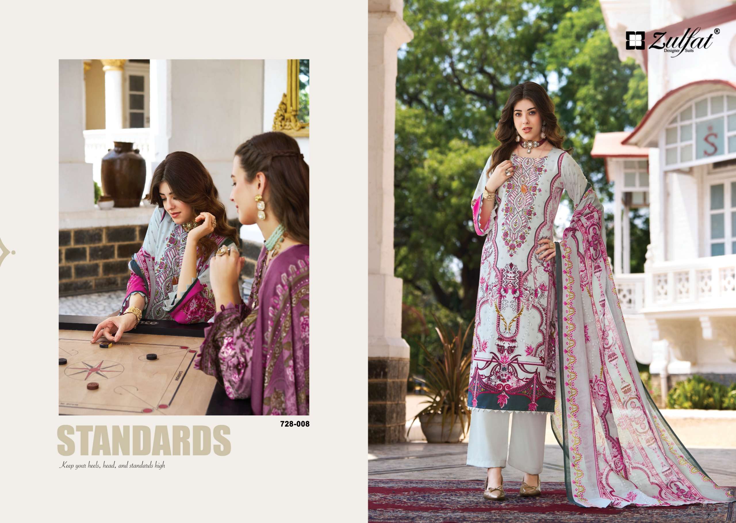 ZULFAT DESIGNER SUITS AFREEN JAM COTTON DIGITAL PRINT WITH FANCY WORK SUIT