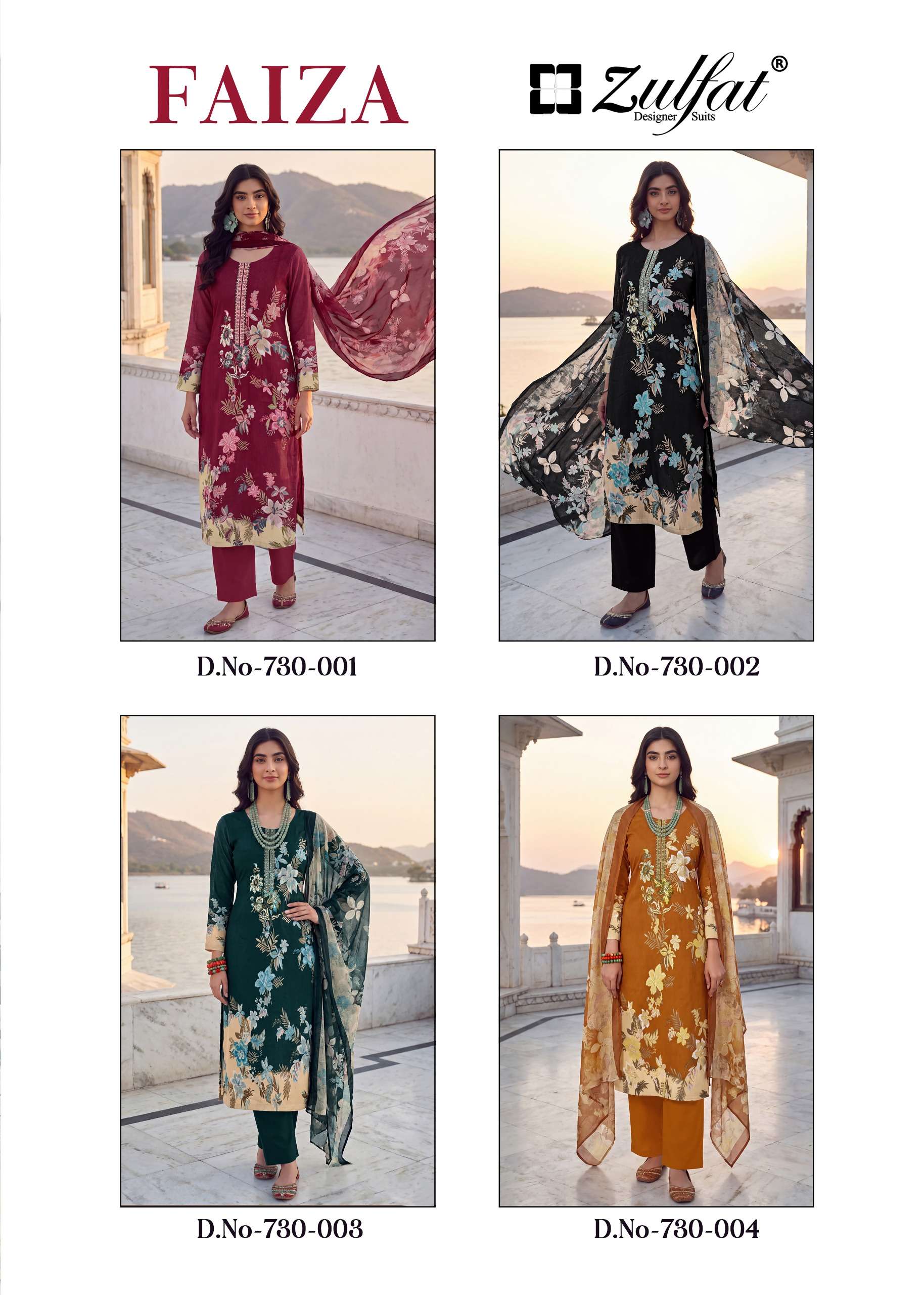 ZULFAT DESIGNER SUITS FAIZA JAM COTTON PRINT WITH FANCY EMBROIDERY WORK SUIT