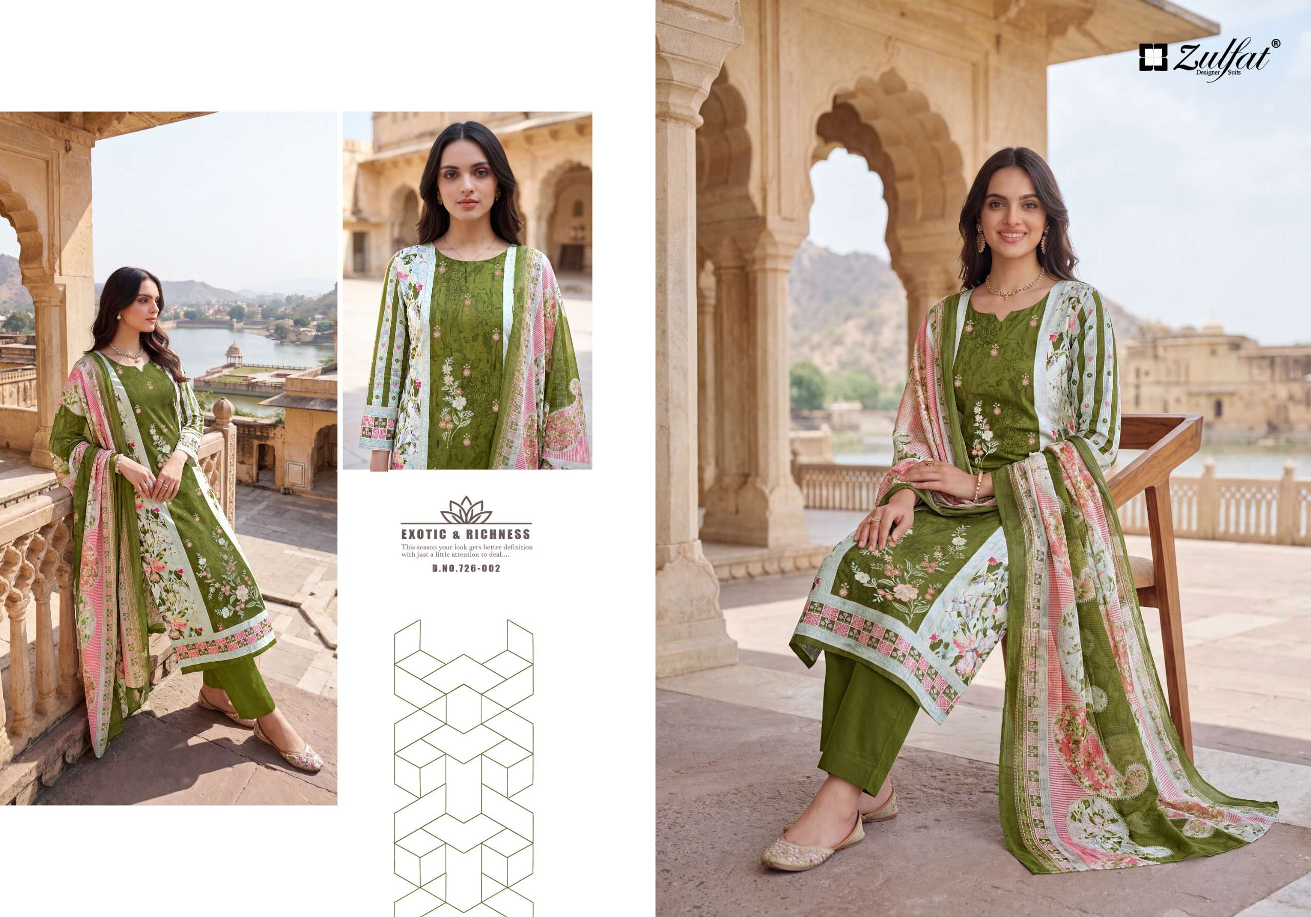 ZULFAT DESIGNER SUITS HUMRAAZ JAM COTTON DIGITAL PRINT WITH WORK SUIT