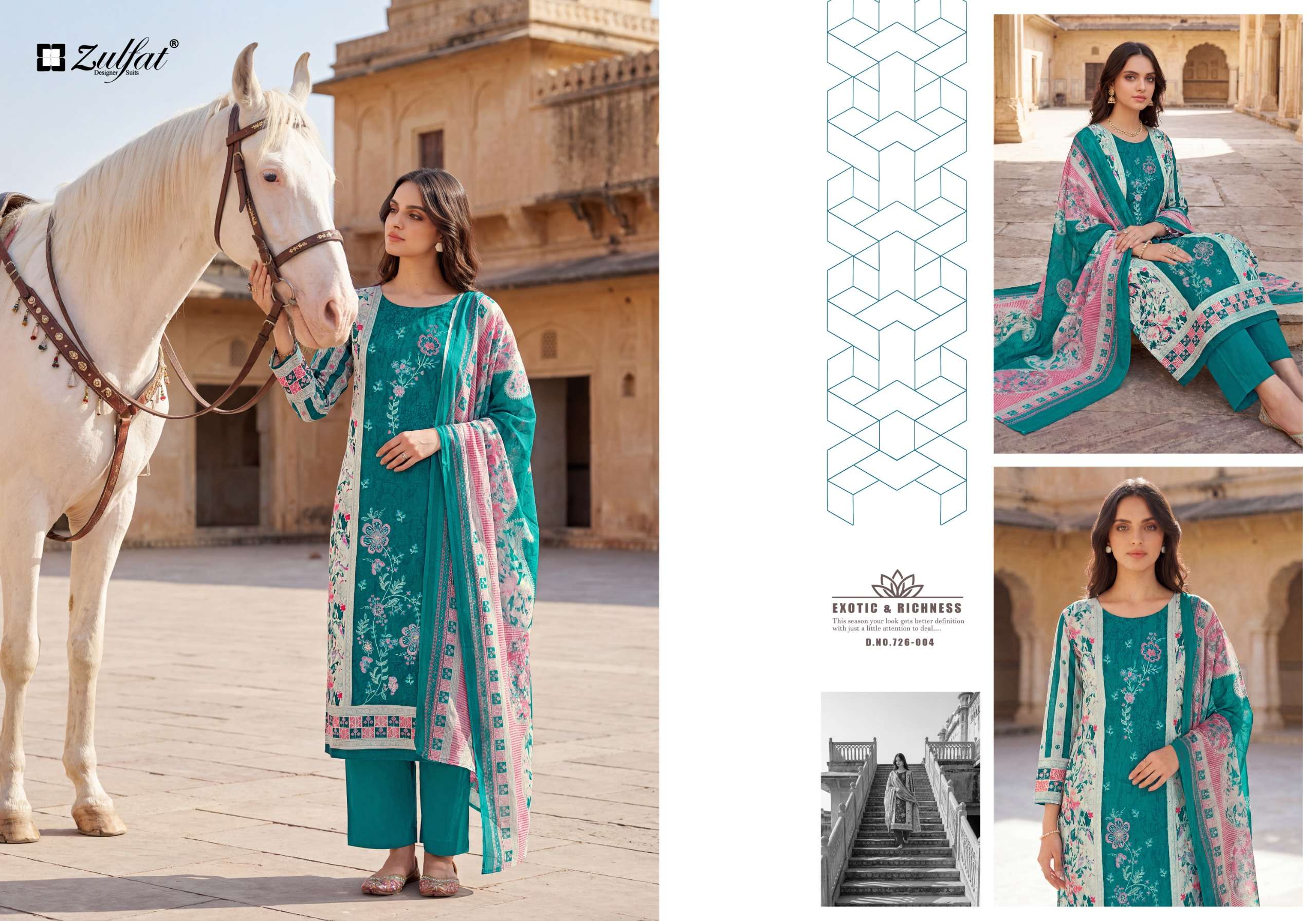 ZULFAT DESIGNER SUITS HUMRAAZ JAM COTTON DIGITAL PRINT WITH WORK SUIT