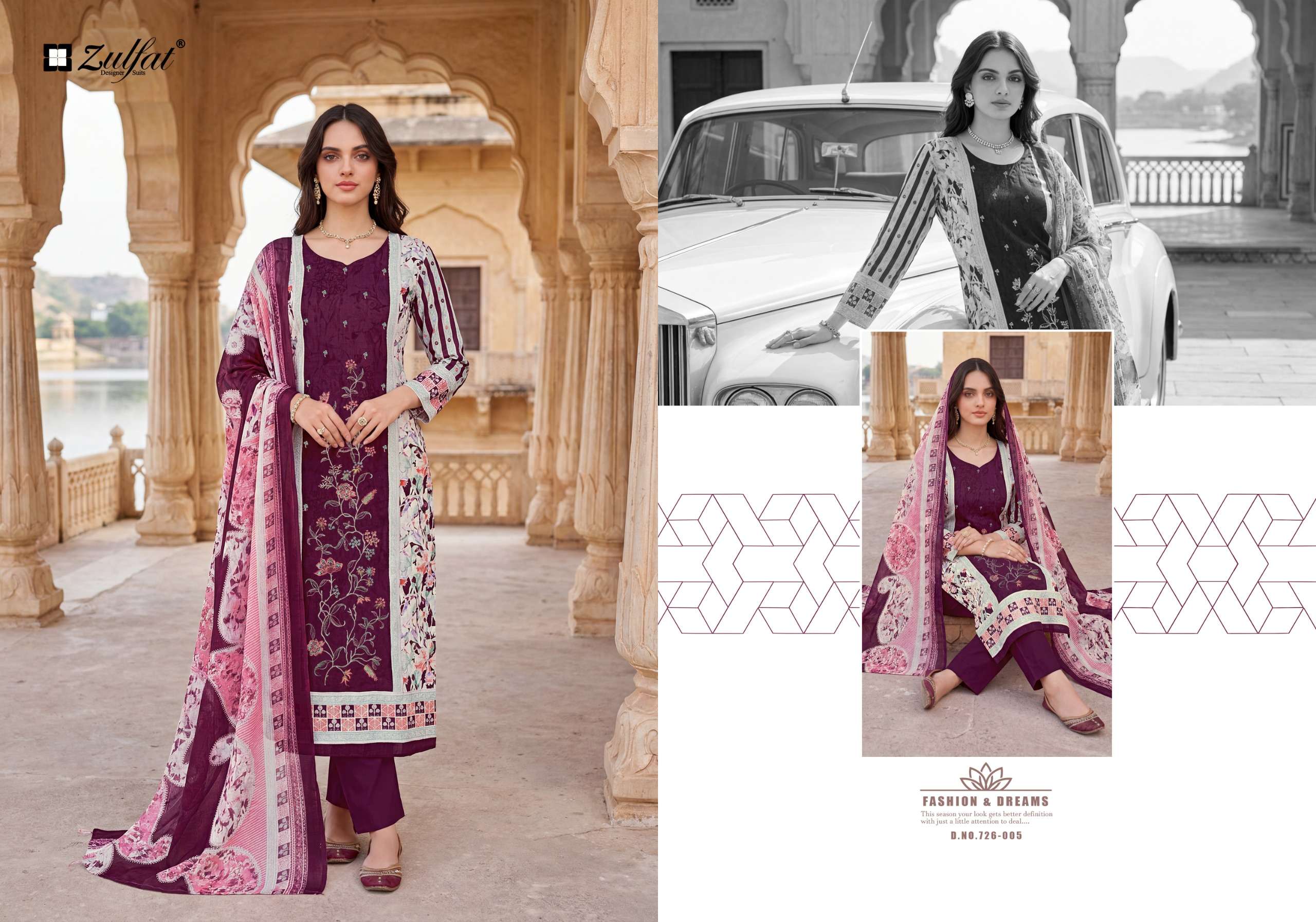 ZULFAT DESIGNER SUITS HUMRAAZ JAM COTTON DIGITAL PRINT WITH WORK SUIT