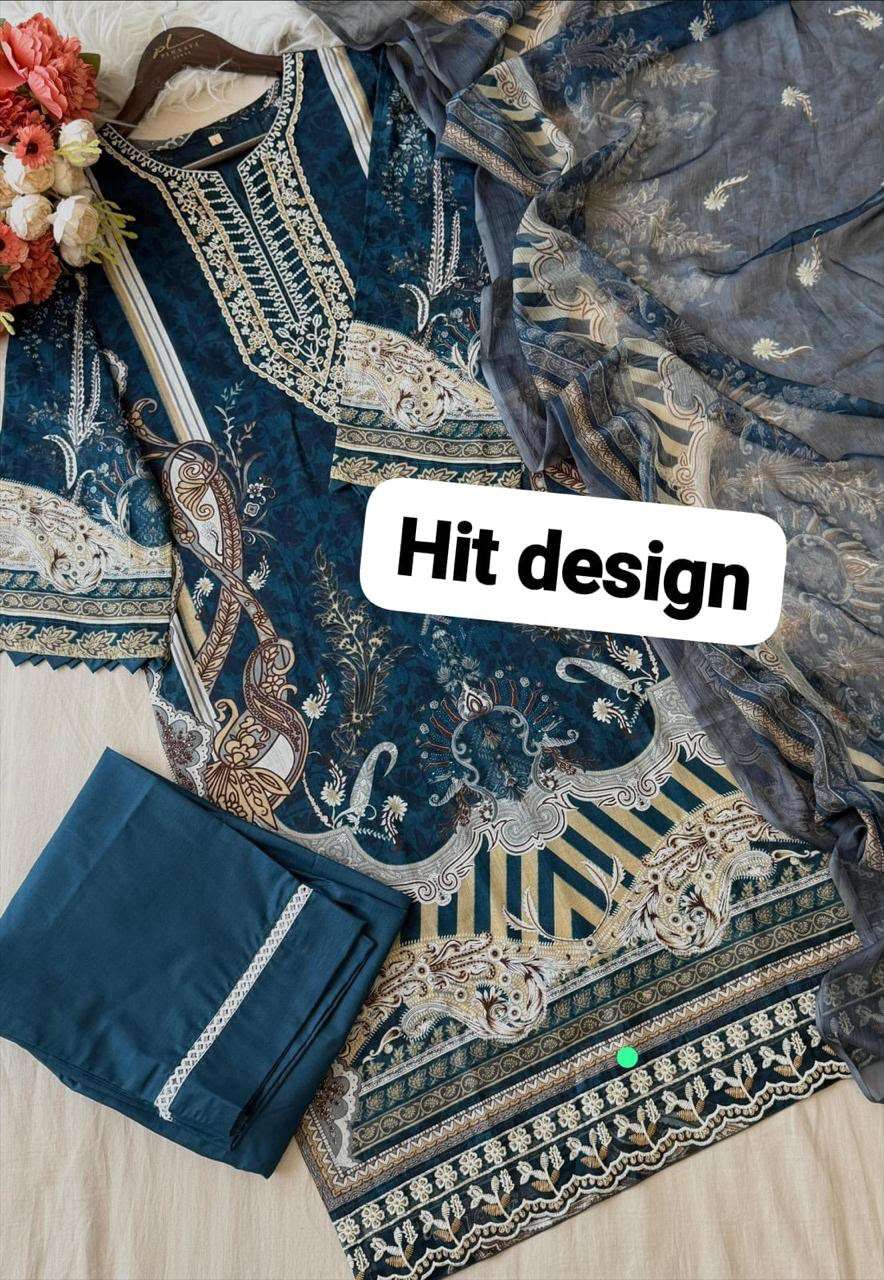 AASHA DESIGNER D NO 1234 COTTON PRINT WITH PATCH EMBROIDERY WORK SUIT