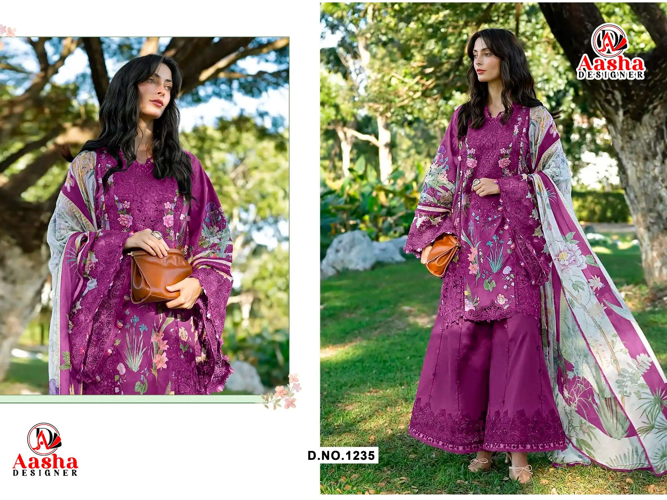 AASHA DESIGNER D NO 1235 & 1236 COTTON PRINT WITH PATCH EMBROIDERY WORK SALWAR KAMEEZ 