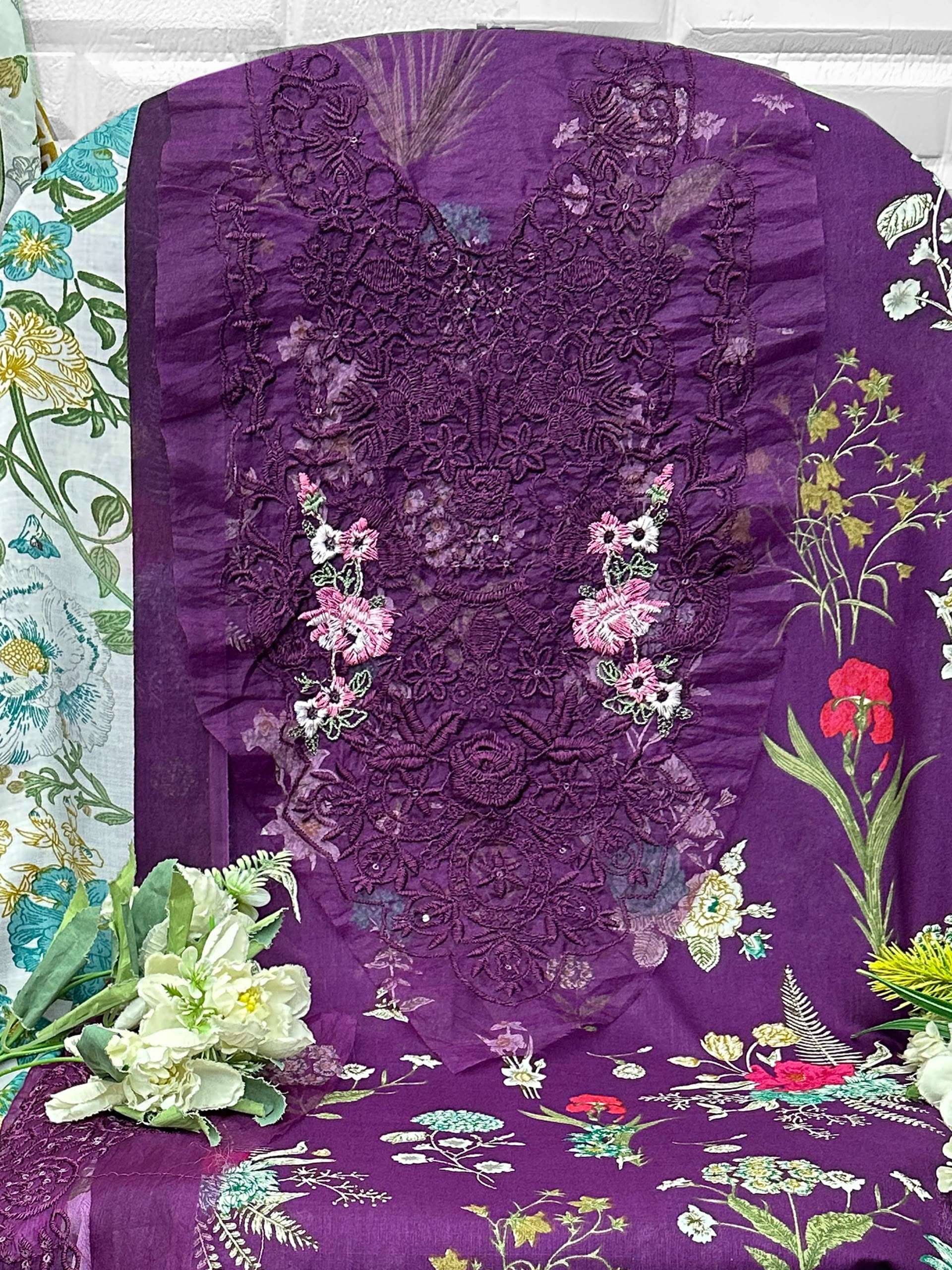 AASHA DESIGNER D NO 1235 & 1236 COTTON PRINT WITH PATCH EMBROIDERY WORK SALWAR KAMEEZ 