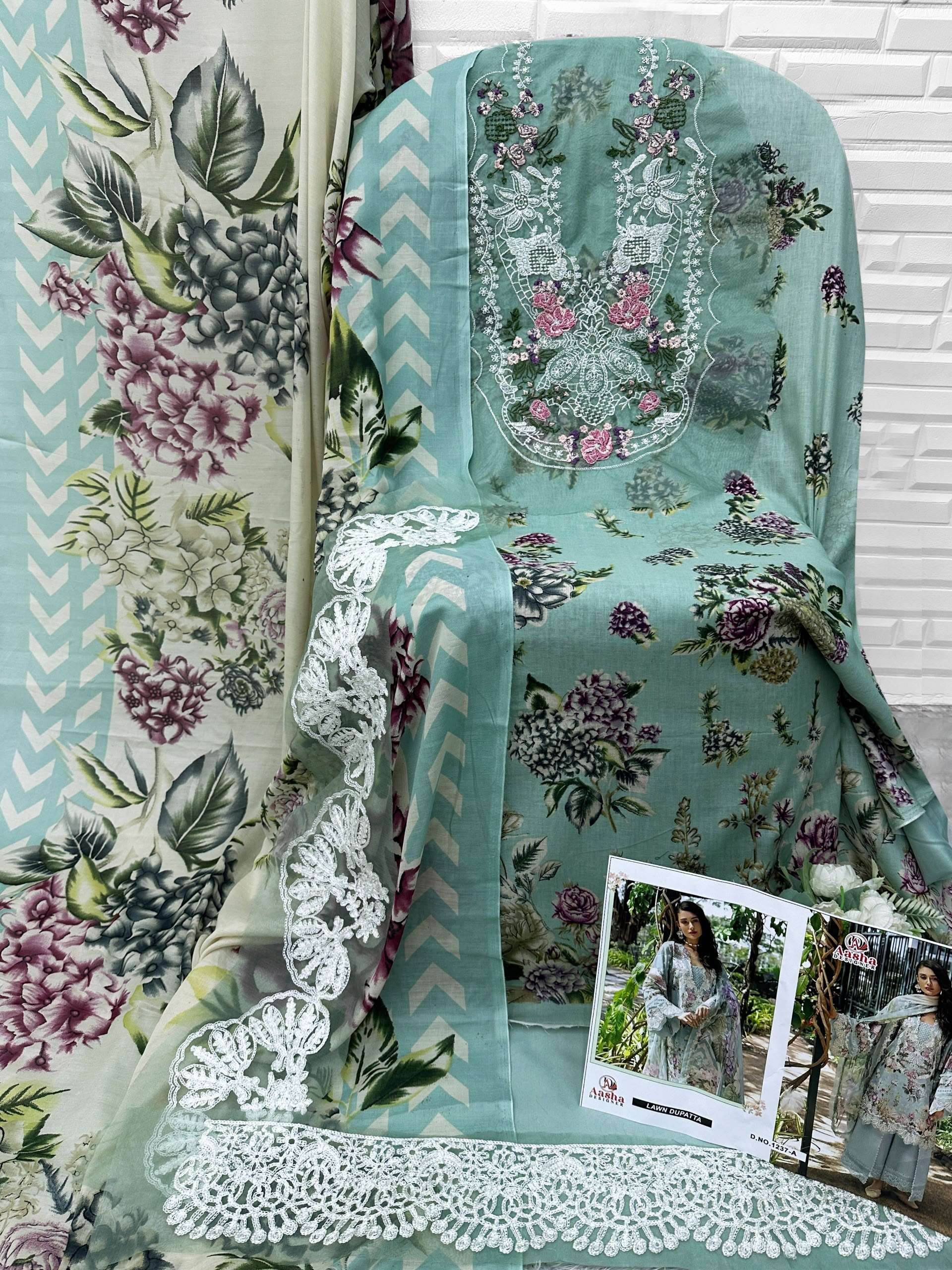 AASHA DESIGNER D NO 1237 COTTON DIGITAL PRINT WITH PATCH EMBROIDERY WORK SALWAR KAMEEZ 