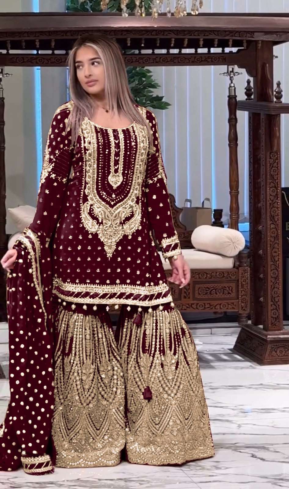 AD 210 GEORGETTE HEAVY EMBROIDERED DESIGNER WEDDING FUNCTION WEAR SUIT
