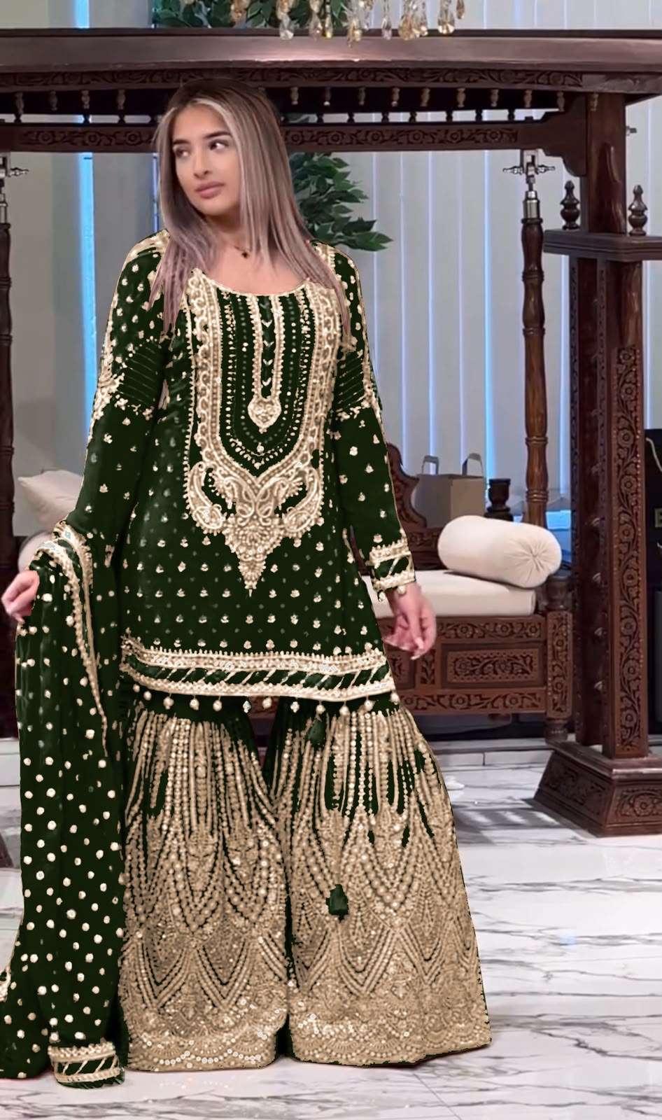 AD 210 GEORGETTE HEAVY EMBROIDERED DESIGNER WEDDING FUNCTION WEAR SUIT