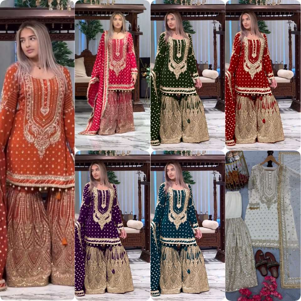 AD 210 GEORGETTE HEAVY EMBROIDERED DESIGNER WEDDING FUNCTION WEAR SUIT