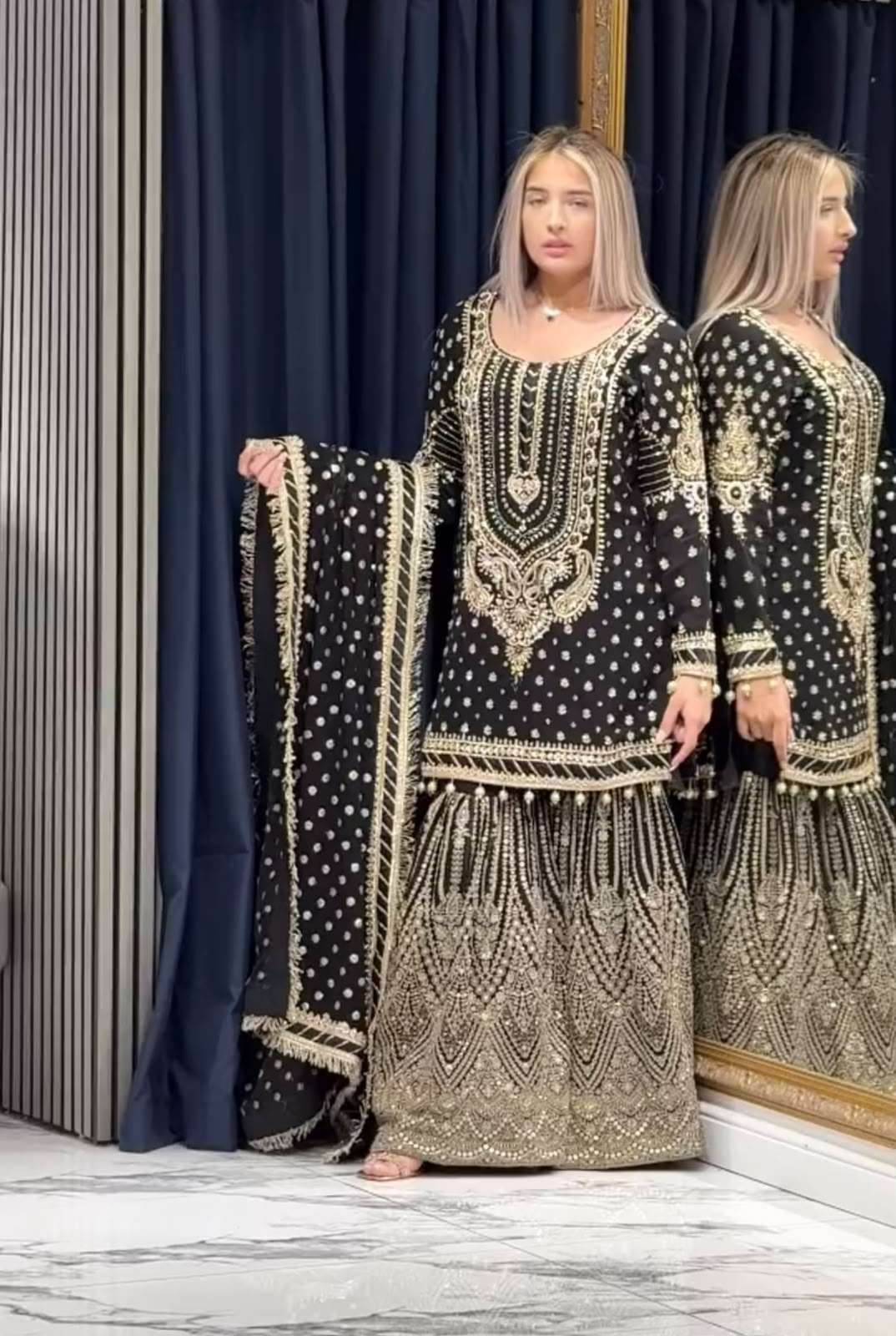 AD 210 GEORGETTE HEAVY EMBROIDERED DESIGNER WEDDING FUNCTION WEAR SUIT