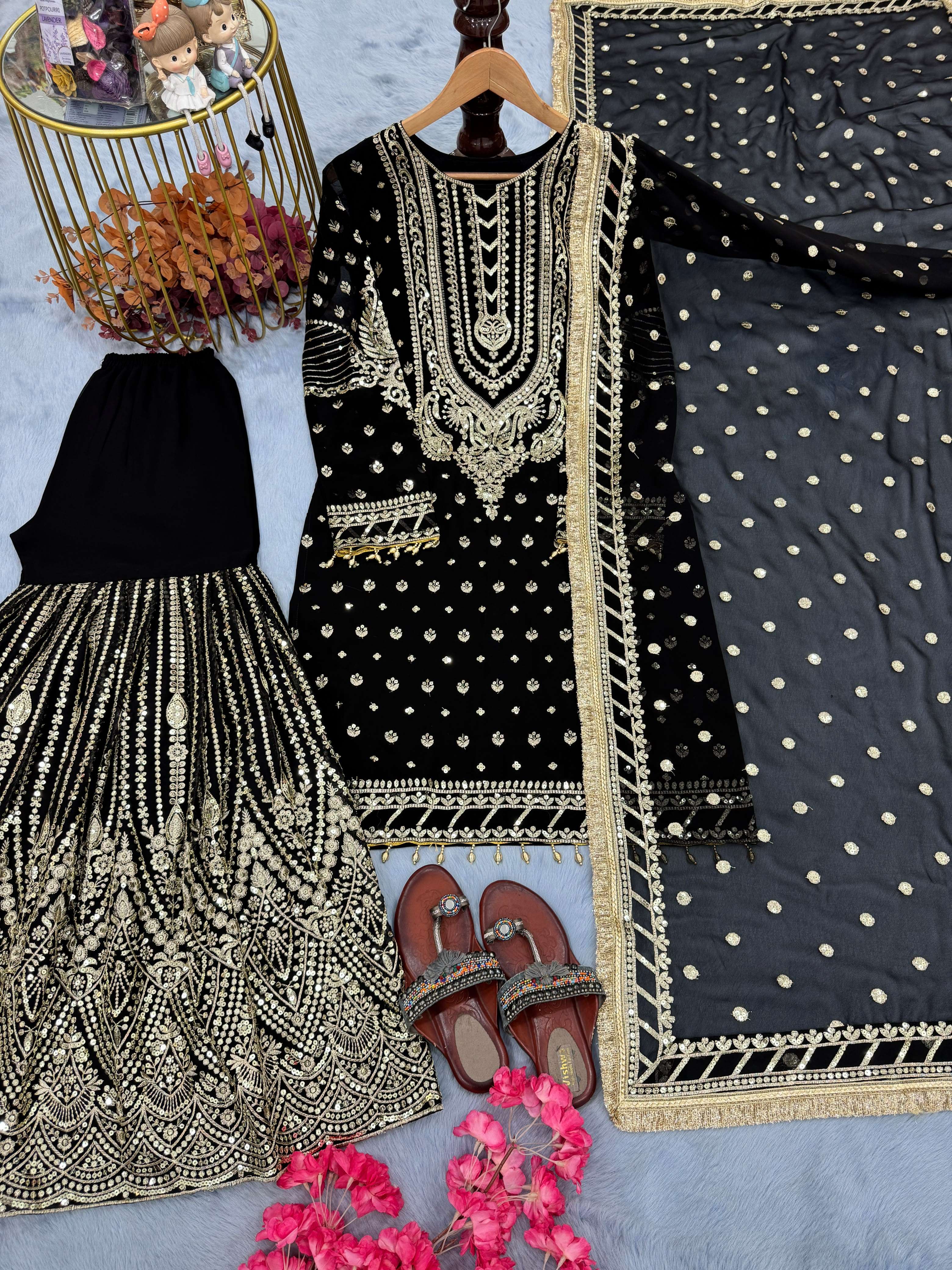AD 210 GEORGETTE HEAVY EMBROIDERED DESIGNER WEDDING FUNCTION WEAR SUIT