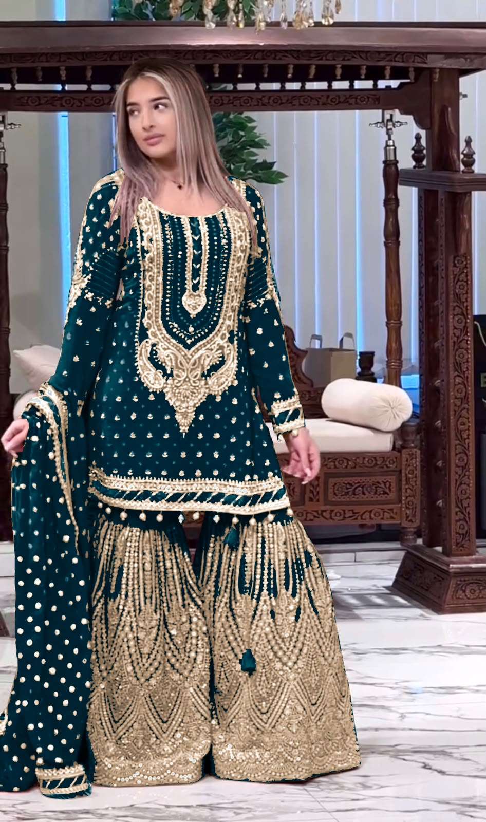 AD 210 GEORGETTE HEAVY EMBROIDERED DESIGNER WEDDING FUNCTION WEAR SUIT