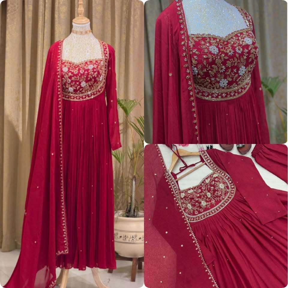 AD 251 GEORGETTE HEAVY DESIGNER WORK PARTY WEAR GOWN DRESS 
